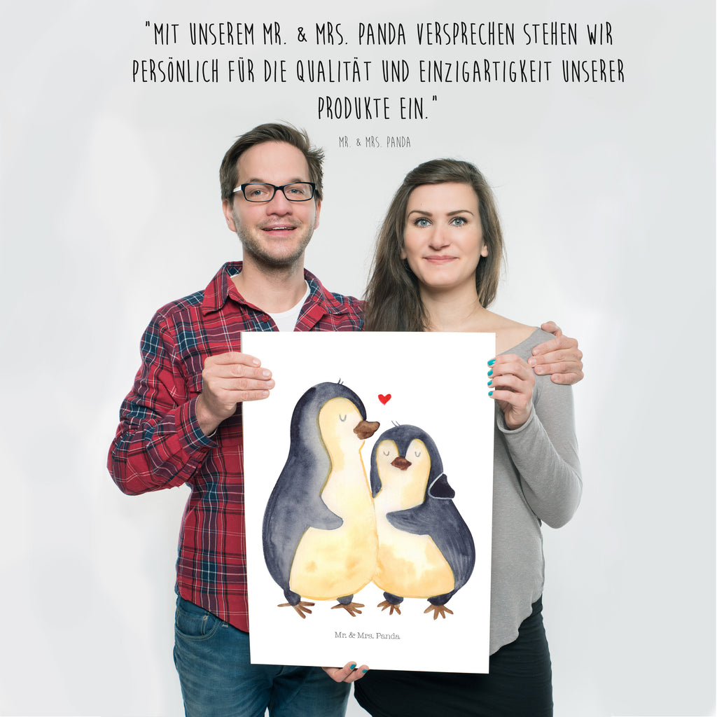 Poster Pinguin umarmend Poster, Wandposter, Bild, Wanddeko, Küchenposter, Kinderposter, Wanddeko Bild, Raumdekoration, Wanddekoration, Handgemaltes Poster, Mr. & Mrs. Panda Poster, Designposter, Kunstdruck, Posterdruck, Pinguin, Liebe, Liebespaar, Liebesbeweis, Liebesgeschenk, Verlobung, Jahrestag, Hochzeitstag, Hochzeit, Hochzeitsgeschenk