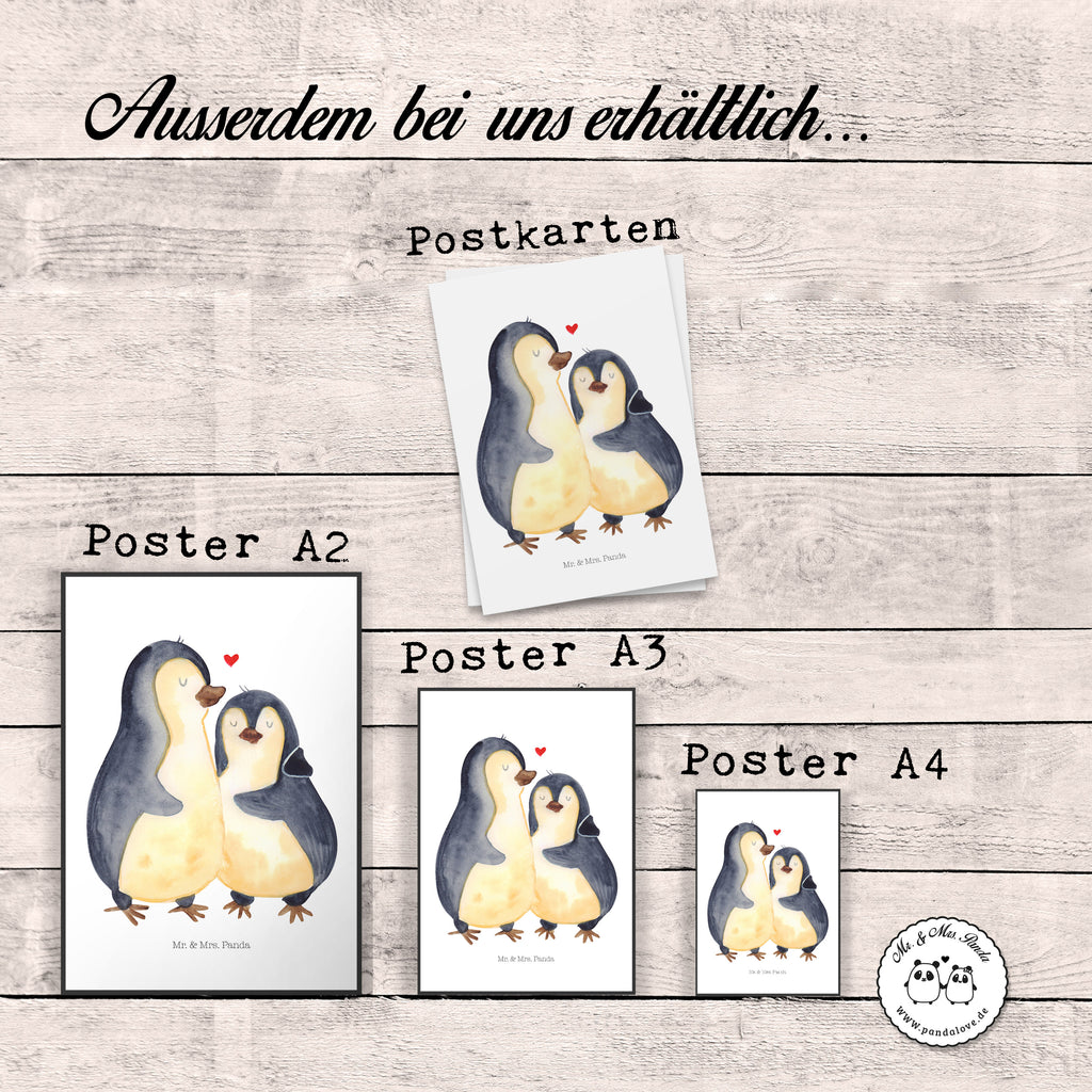 Poster Pinguin umarmend Poster, Wandposter, Bild, Wanddeko, Küchenposter, Kinderposter, Wanddeko Bild, Raumdekoration, Wanddekoration, Handgemaltes Poster, Mr. & Mrs. Panda Poster, Designposter, Kunstdruck, Posterdruck, Pinguin, Liebe, Liebespaar, Liebesbeweis, Liebesgeschenk, Verlobung, Jahrestag, Hochzeitstag, Hochzeit, Hochzeitsgeschenk