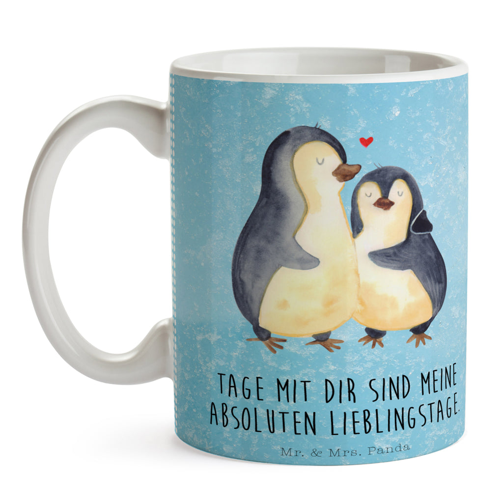 Tasse Pinguin umarmend Pinguin, Liebe, Liebespaar, Liebesbeweis, Liebesgeschenk, Verlobung, Jahrestag, Hochzeitstag, Hochzeit, Hochzeitsgeschenk Becher, Kaffeetasse, Kaffeebecher, Tee, Frühstück, Büro  Pinguin