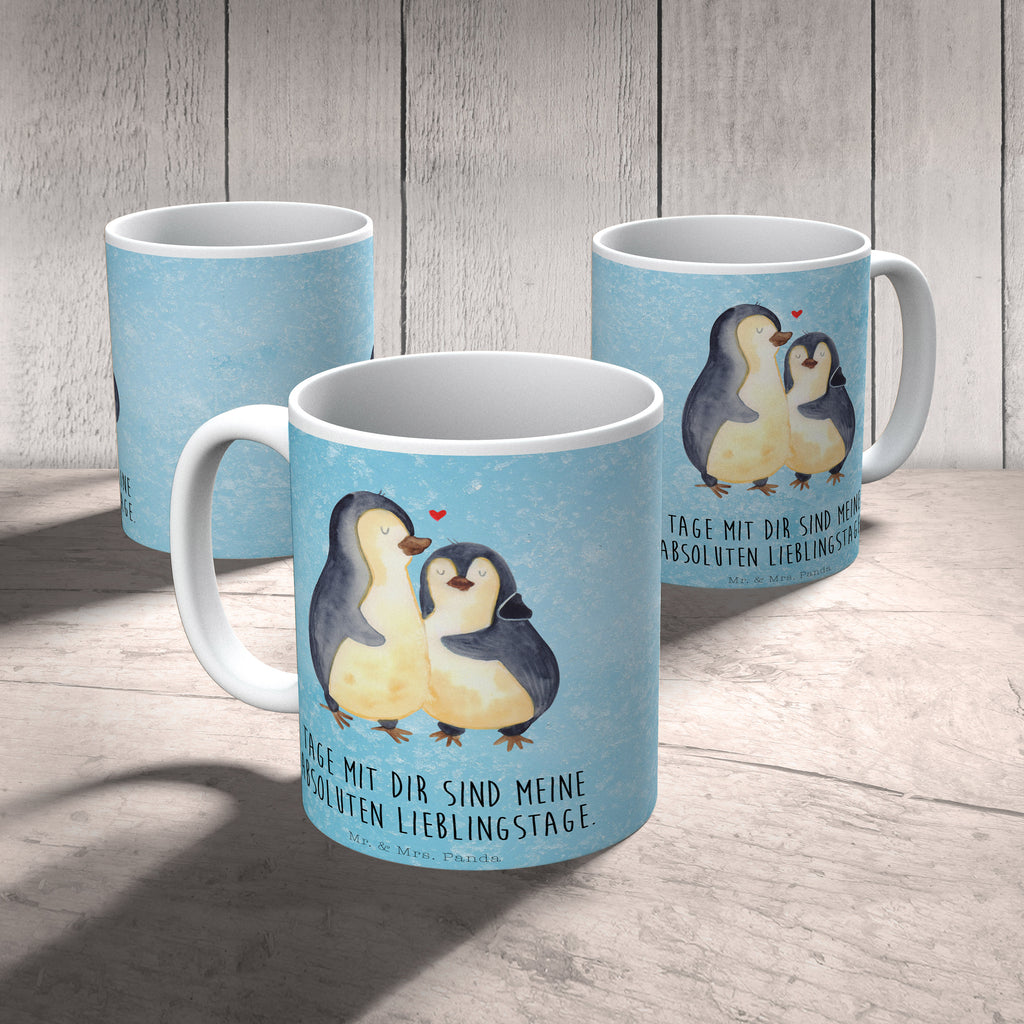 Tasse Pinguin umarmend Pinguin, Liebe, Liebespaar, Liebesbeweis, Liebesgeschenk, Verlobung, Jahrestag, Hochzeitstag, Hochzeit, Hochzeitsgeschenk Becher, Kaffeetasse, Kaffeebecher, Tee, Frühstück, Büro  Pinguin