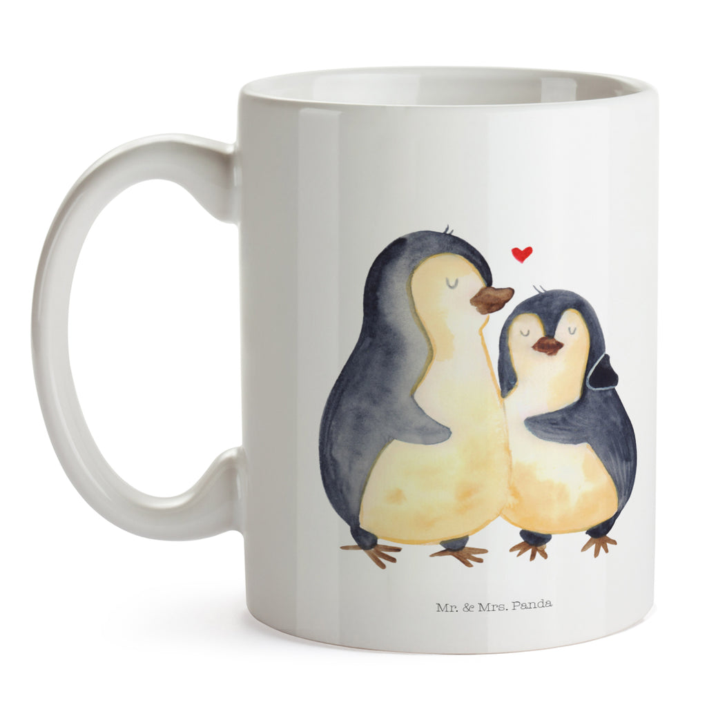 Tasse Pinguin umarmend Pinguin, Liebe, Liebespaar, Liebesbeweis, Liebesgeschenk, Verlobung, Jahrestag, Hochzeitstag, Hochzeit, Hochzeitsgeschenk Becher, Kaffeetasse, Kaffeebecher, Tee, Frühstück, Büro  Pinguin