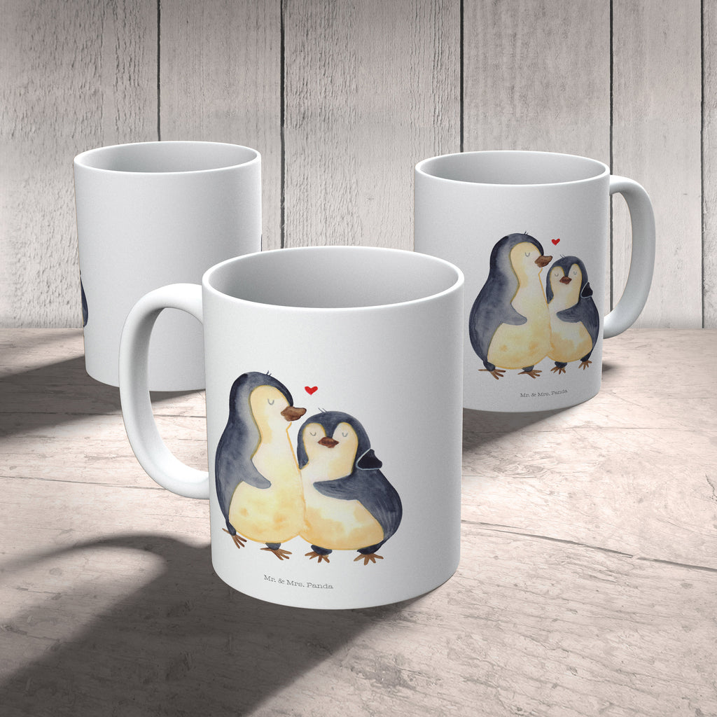 Tasse Pinguin umarmend Pinguin, Liebe, Liebespaar, Liebesbeweis, Liebesgeschenk, Verlobung, Jahrestag, Hochzeitstag, Hochzeit, Hochzeitsgeschenk Becher, Kaffeetasse, Kaffeebecher, Tee, Frühstück, Büro  Pinguin
