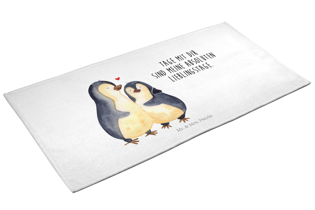 50 x 100 Handtuch Pinguin umarmend Handtuch, Badehandtuch, Badezimmer, Handtücher, groß, Kinder, Baby, Pinguin, Liebe, Liebespaar, Liebesbeweis, Liebesgeschenk, Verlobung, Jahrestag, Hochzeitstag, Hochzeit, Hochzeitsgeschenk