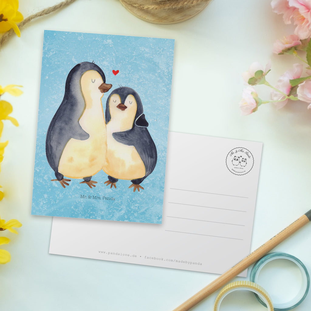 Postkarte Pinguin umarmend Geschenkkarte, Grußkarte, Karte, Einladung, Ansichtskarte, Geburtstagskarte, Einladungskarte, Dankeskarte, Pinguin, Liebe, Liebespaar, Liebesbeweis, Liebesgeschenk, Verlobung, Jahrestag, Hochzeitstag, Hochzeit, Hochzeitsgeschenk