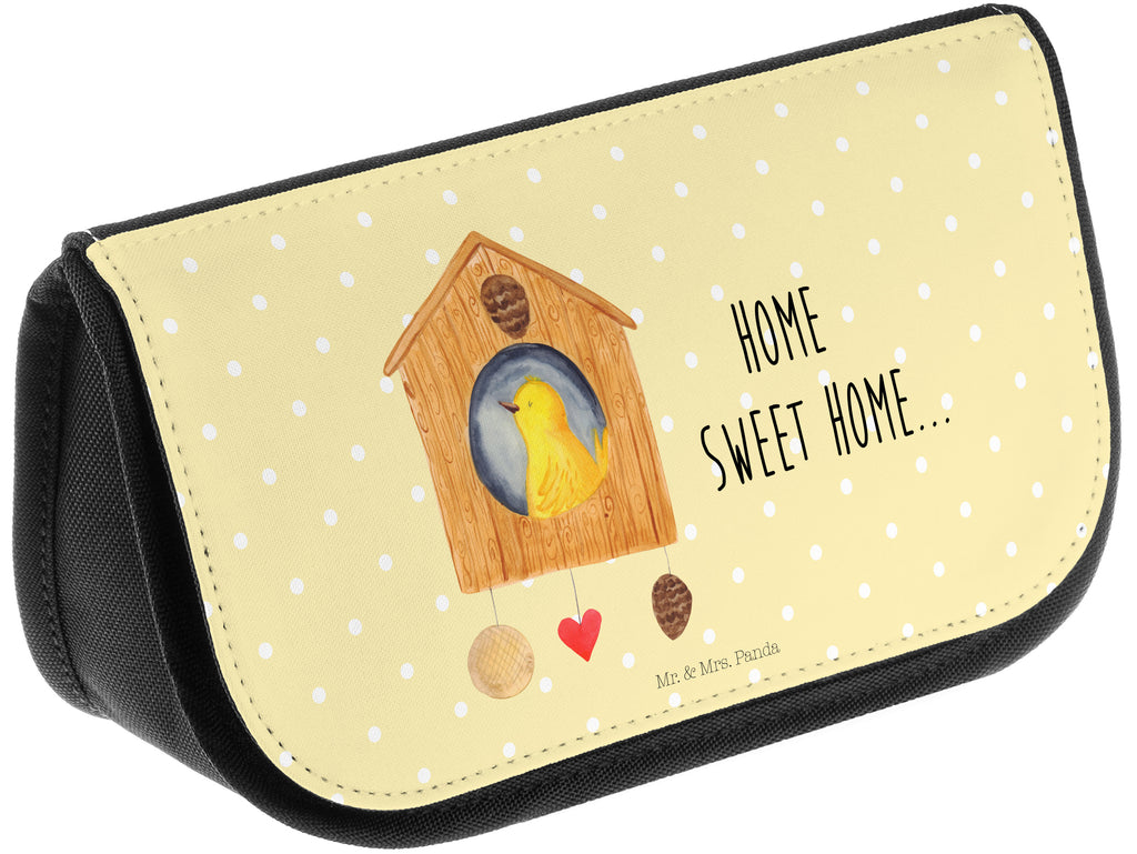 Kosmetiktasche Vogelhaus sweet Home Kosmetikbeutel, Kulturtasche, Kulturbeutel, Schminktasche, Make-Up Tasche, Tiermotive, Gute Laune, lustige Sprüche, Tiere, Vogelhaus, Vogel, Home sweet Home, Einzug, Umzug, Geschenk, Einzugsgeschenk, Hausbau, Haus
