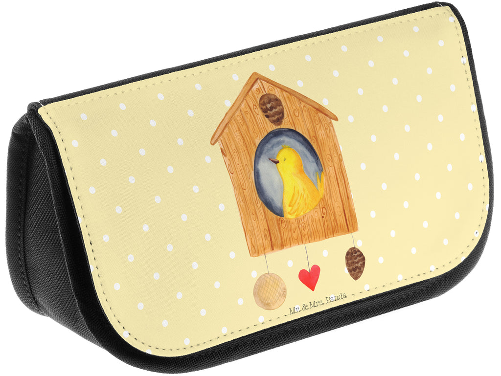 Kosmetiktasche Vogelhaus sweet Home Kosmetikbeutel, Kulturtasche, Kulturbeutel, Schminktasche, Make-Up Tasche, Tiermotive, Gute Laune, lustige Sprüche, Tiere, Vogelhaus, Vogel, Home sweet Home, Einzug, Umzug, Geschenk, Einzugsgeschenk, Hausbau, Haus