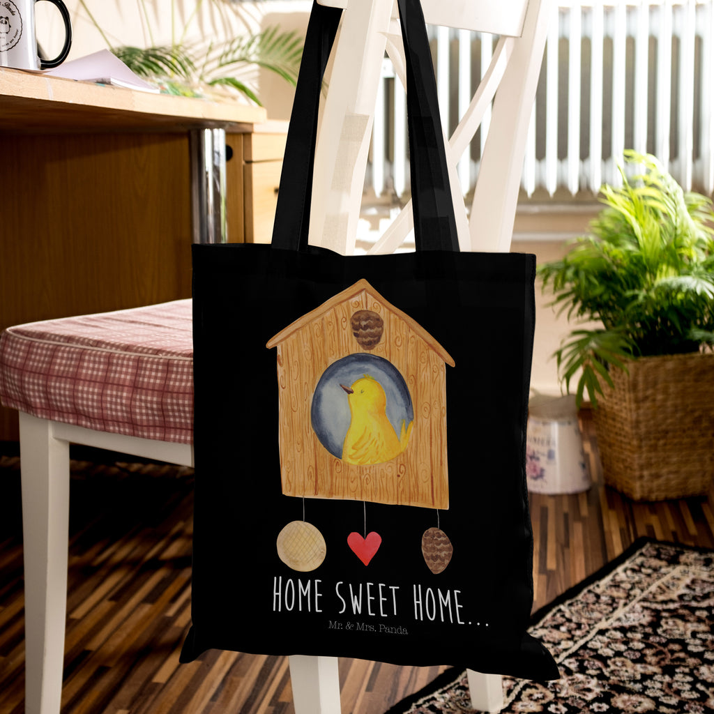 Tragetasche Vogelhaus sweet Home Beuteltasche, Beutel, Einkaufstasche, Jutebeutel, Stoffbeutel, Tiermotive, Gute Laune, lustige Sprüche, Tiere, Vogelhaus, Vogel, Home sweet Home, Einzug, Umzug, Geschenk, Einzugsgeschenk, Hausbau, Haus