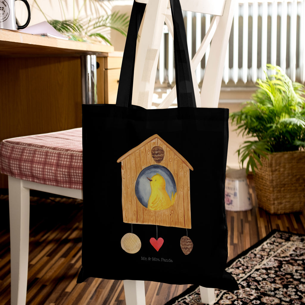 Tragetasche Vogelhaus sweet Home Beuteltasche, Beutel, Einkaufstasche, Jutebeutel, Stoffbeutel, Tiermotive, Gute Laune, lustige Sprüche, Tiere, Vogelhaus, Vogel, Home sweet Home, Einzug, Umzug, Geschenk, Einzugsgeschenk, Hausbau, Haus
