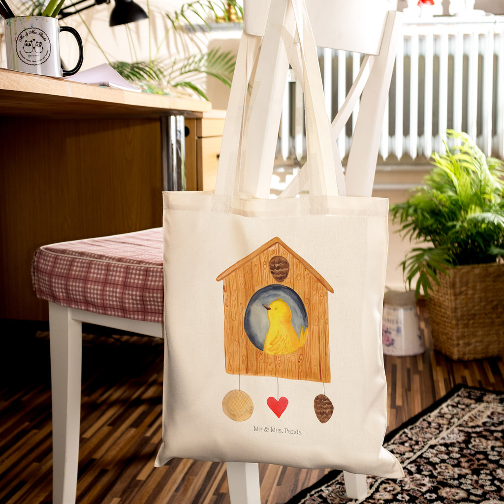 Tragetasche Vogelhaus sweet Home Beuteltasche, Beutel, Einkaufstasche, Jutebeutel, Stoffbeutel, Tiermotive, Gute Laune, lustige Sprüche, Tiere, Vogelhaus, Vogel, Home sweet Home, Einzug, Umzug, Geschenk, Einzugsgeschenk, Hausbau, Haus