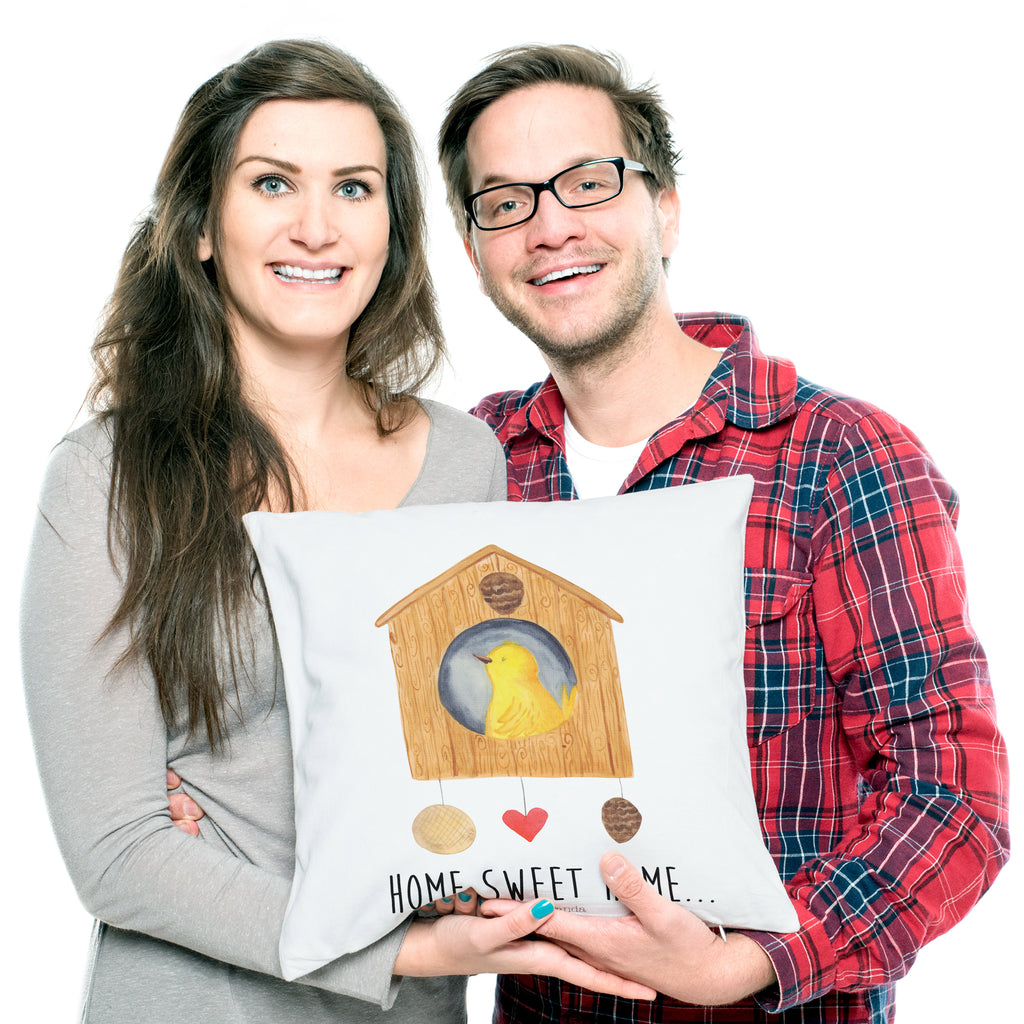 40x40 Kissen Vogelhaus sweet Home Kissenhülle, Kopfkissen, Sofakissen, Dekokissen, Motivkissen, Tiermotive, Gute Laune, lustige Sprüche, Tiere, Vogelhaus, Vogel, Home sweet Home, Einzug, Umzug, Geschenk, Einzugsgeschenk, Hausbau, Haus