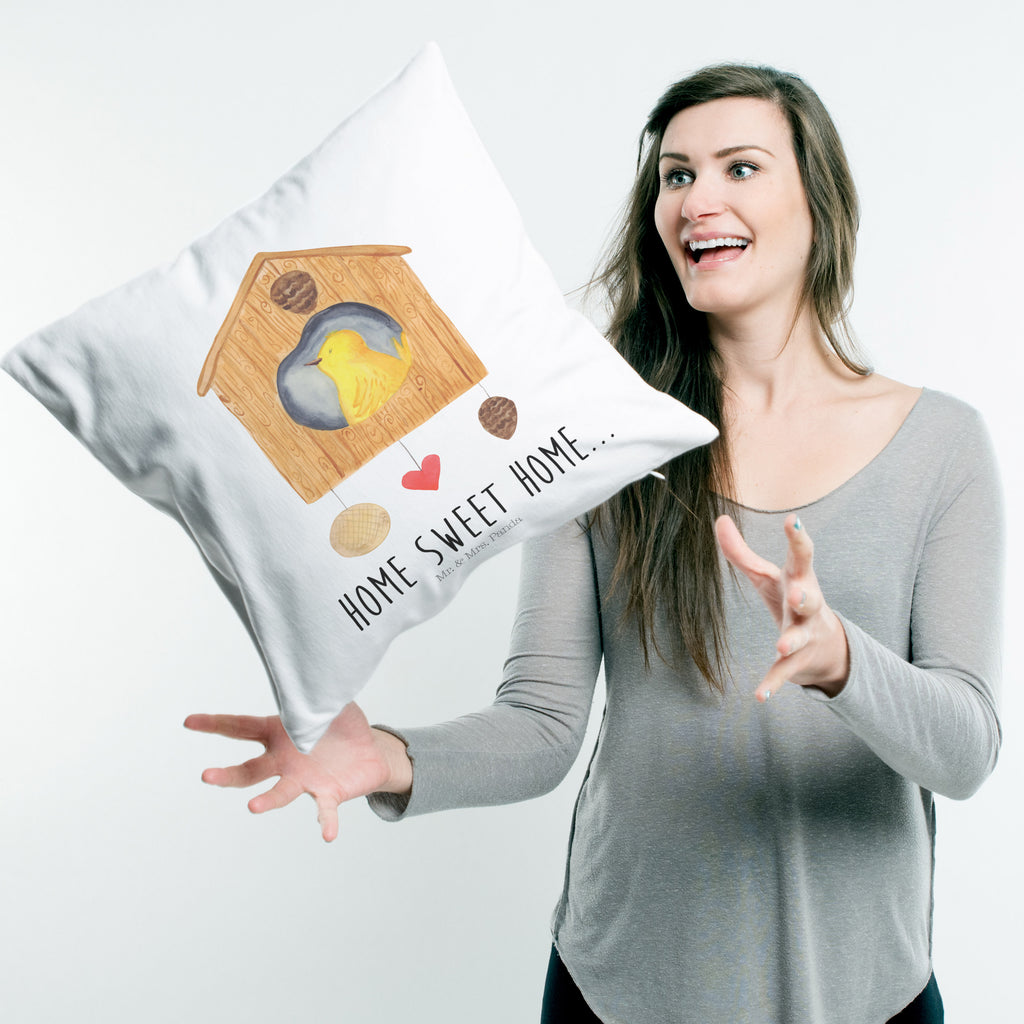 40x40 Kissen Vogelhaus sweet Home Kissenhülle, Kopfkissen, Sofakissen, Dekokissen, Motivkissen, Tiermotive, Gute Laune, lustige Sprüche, Tiere, Vogelhaus, Vogel, Home sweet Home, Einzug, Umzug, Geschenk, Einzugsgeschenk, Hausbau, Haus