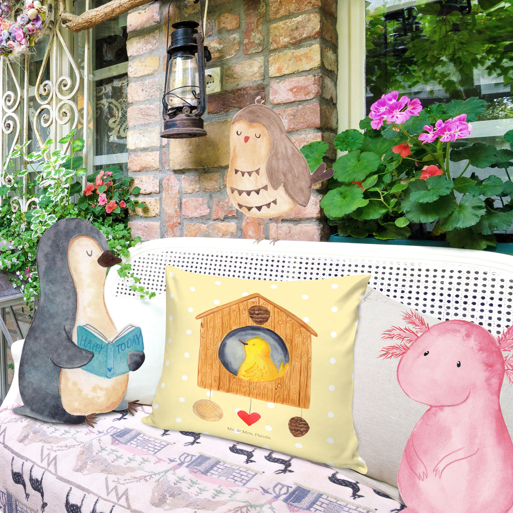 40x40 Kissen Vogelhaus sweet Home Kissenhülle, Kopfkissen, Sofakissen, Dekokissen, Motivkissen, Tiermotive, Gute Laune, lustige Sprüche, Tiere, Vogelhaus, Vogel, Home sweet Home, Einzug, Umzug, Geschenk, Einzugsgeschenk, Hausbau, Haus