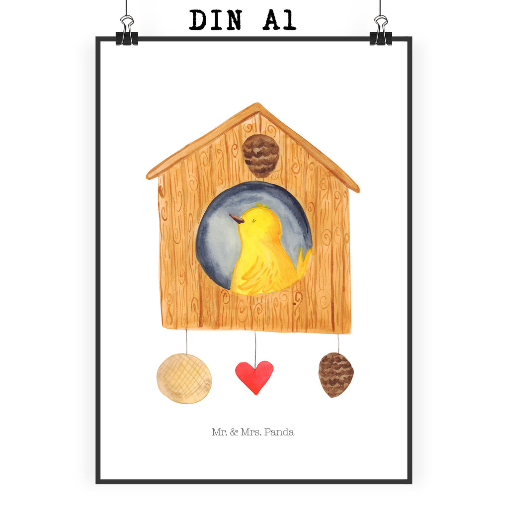Poster Vogelhaus sweet Home Poster, Wandposter, Bild, Wanddeko, Küchenposter, Kinderposter, Wanddeko Bild, Raumdekoration, Wanddekoration, Handgemaltes Poster, Mr. & Mrs. Panda Poster, Designposter, Kunstdruck, Posterdruck, Tiermotive, Gute Laune, lustige Sprüche, Tiere, Vogelhaus, Vogel, Home sweet Home, Einzug, Umzug, Geschenk, Einzugsgeschenk, Hausbau, Haus