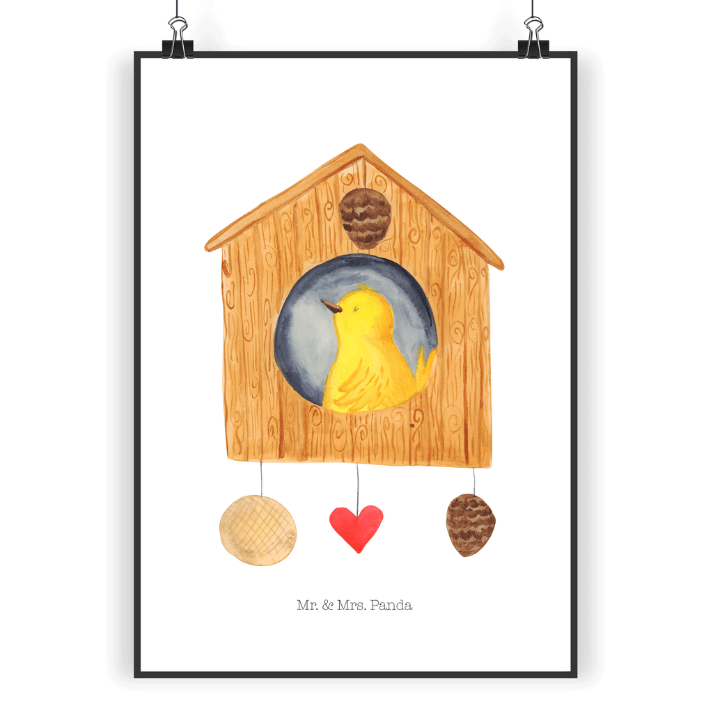 Poster Vogelhaus sweet Home Poster, Wandposter, Bild, Wanddeko, Küchenposter, Kinderposter, Wanddeko Bild, Raumdekoration, Wanddekoration, Handgemaltes Poster, Mr. & Mrs. Panda Poster, Designposter, Kunstdruck, Posterdruck, Tiermotive, Gute Laune, lustige Sprüche, Tiere, Vogelhaus, Vogel, Home sweet Home, Einzug, Umzug, Geschenk, Einzugsgeschenk, Hausbau, Haus