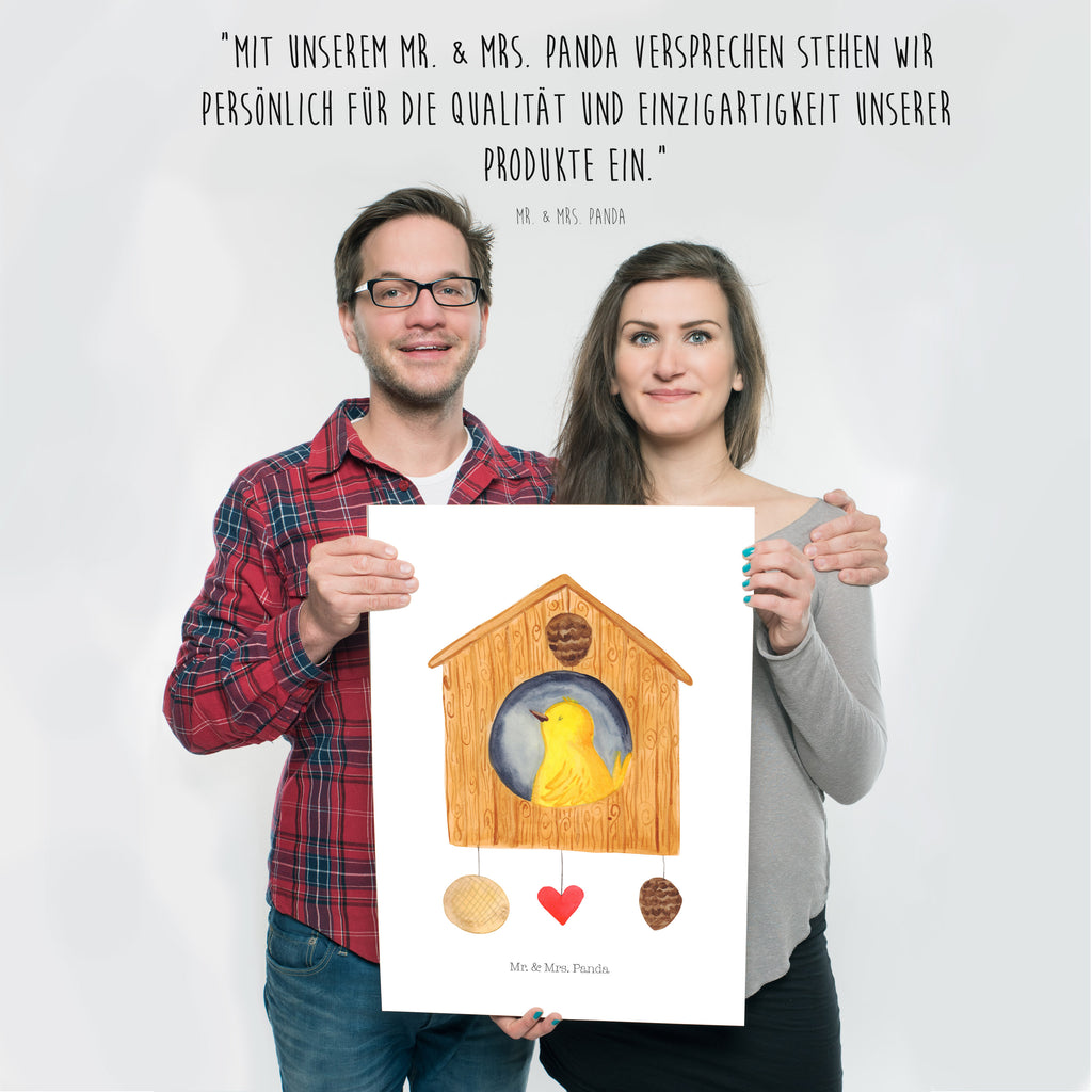 Poster Vogelhaus sweet Home Poster, Wandposter, Bild, Wanddeko, Küchenposter, Kinderposter, Wanddeko Bild, Raumdekoration, Wanddekoration, Handgemaltes Poster, Mr. & Mrs. Panda Poster, Designposter, Kunstdruck, Posterdruck, Tiermotive, Gute Laune, lustige Sprüche, Tiere, Vogelhaus, Vogel, Home sweet Home, Einzug, Umzug, Geschenk, Einzugsgeschenk, Hausbau, Haus