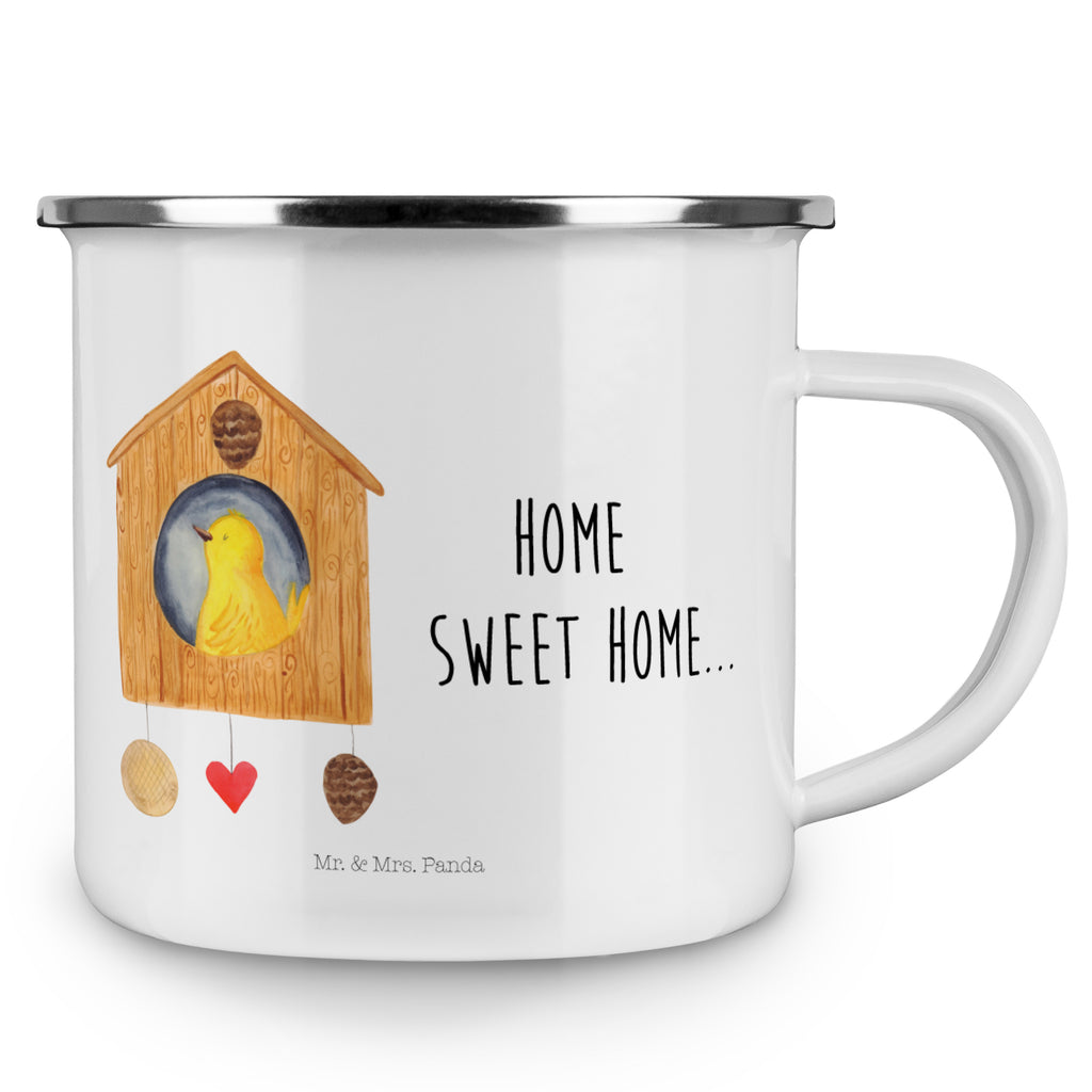 Camping Emaille Tasse Vogelhaus sweet Home Campingtasse, Trinkbecher, Metalltasse, Outdoor Tasse, Emaille Trinkbecher, Blechtasse Outdoor, Emaille Campingbecher, Edelstahl Trinkbecher, Metalltasse für Camping, Kaffee Blechtasse, Camping Tasse Metall, Tiermotive, Gute Laune, lustige Sprüche, Tiere, Vogelhaus, Vogel, Home sweet Home, Einzug, Umzug, Geschenk, Einzugsgeschenk, Hausbau, Haus