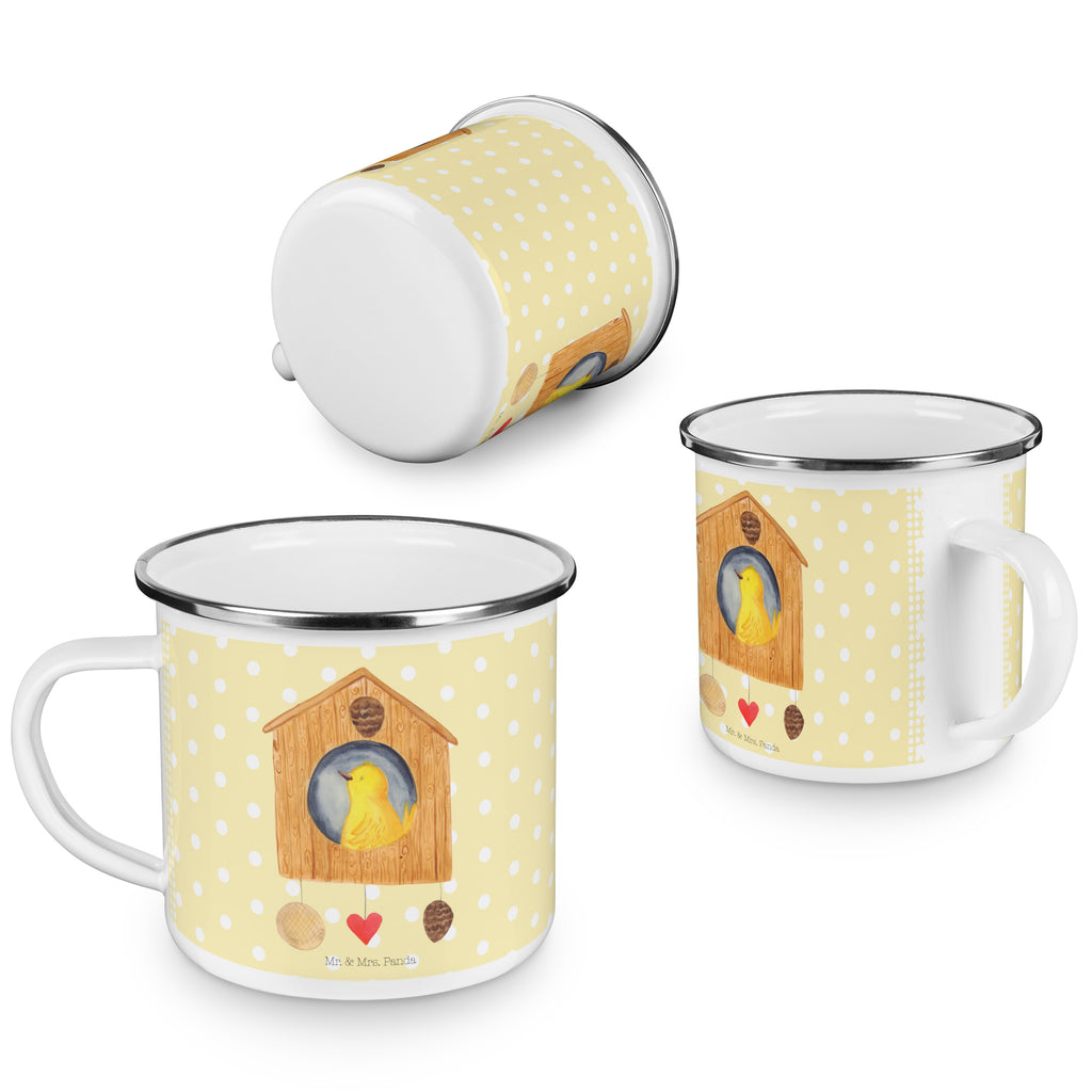 Camping Emaille Tasse Vogelhaus sweet Home Campingtasse, Trinkbecher, Metalltasse, Outdoor Tasse, Emaille Trinkbecher, Blechtasse Outdoor, Emaille Campingbecher, Edelstahl Trinkbecher, Metalltasse für Camping, Kaffee Blechtasse, Camping Tasse Metall, Tiermotive, Gute Laune, lustige Sprüche, Tiere, Vogelhaus, Vogel, Home sweet Home, Einzug, Umzug, Geschenk, Einzugsgeschenk, Hausbau, Haus