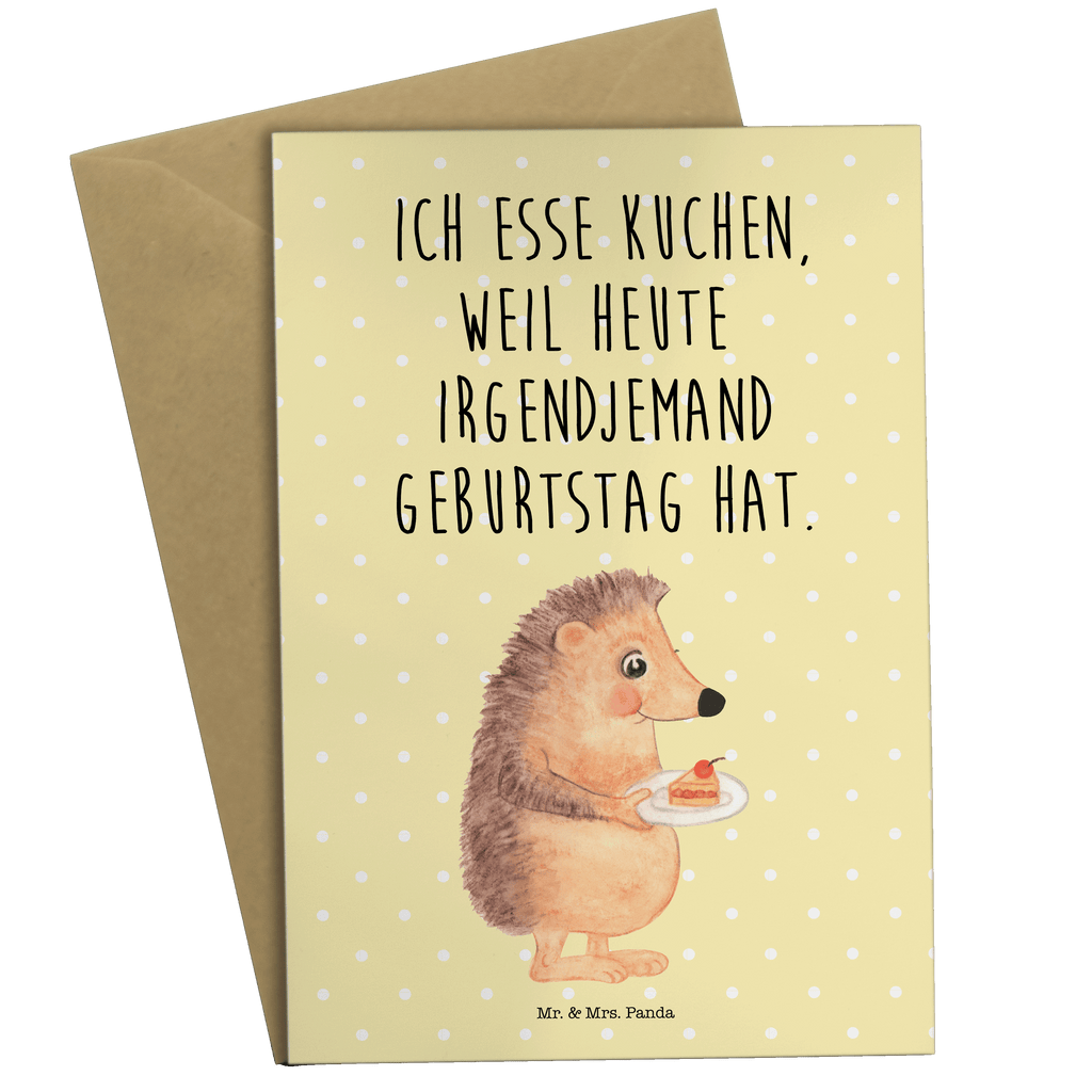 Grußkarte Igel mit Kuchenstück Klappkarte, Einladungskarte, Glückwunschkarte, Hochzeitskarte, Geburtstagskarte, Karte, Tiermotive, Gute Laune, lustige Sprüche, Tiere, Igel, Essen Spruch, Kuchen, Backen Geschenk, Kuchen backen, Einladung Party, Geburtstagskuchen, Torte