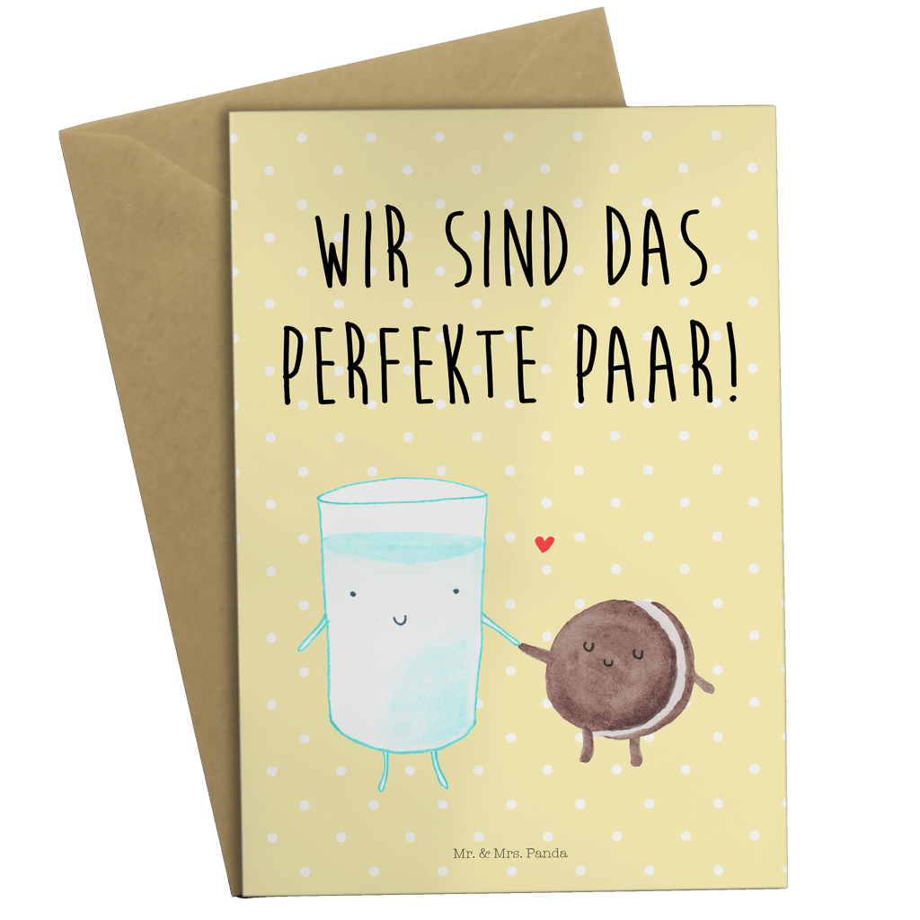 Grußkarte Milch & Keks Klappkarte, Einladungskarte, Glückwunschkarte, Hochzeitskarte, Geburtstagskarte, Karte, Tiermotive, Gute Laune, lustige Sprüche, Tiere, Milk, Cookie, Milch, Keks, Kekse, Kaffee, Einladung Frühstück, Motiv süß, romantisch, perfektes Paar