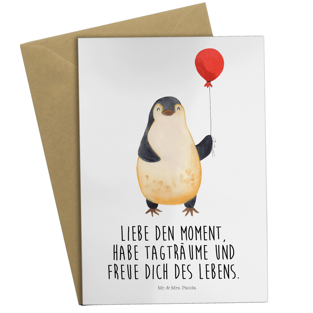 Grußkarte Pinguin Luftballon Klappkarte, Einladungskarte, Glückwunschkarte, Hochzeitskarte, Geburtstagskarte, Karte, Pinguin, Pinguine, Luftballon, Tagträume, Lebenslust, Geschenk Freundin, Geschenkidee, beste Freundin, Motivation, Neustart, neues Leben, Liebe, Glück
