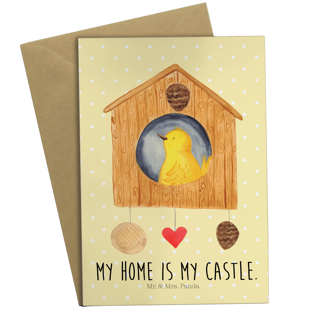 Grußkarte Vogelhaus Klappkarte, Einladungskarte, Glückwunschkarte, Hochzeitskarte, Geburtstagskarte, Karte, Tiermotive, Gute Laune, lustige Sprüche, Tiere, Vogel, Vögel, Vogelhaus, Vogelhäuschen, Home sweet home, Zuhause, Nest, Eigenheim, Familie, Wohnung, Haus, unser Haus, Lieblingsort, Castle