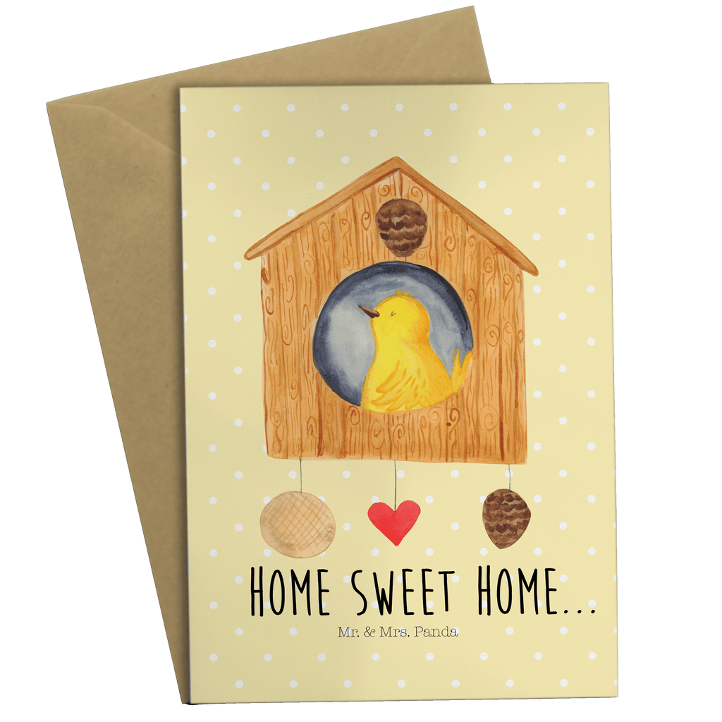 Grußkarte Vogelhaus sweet Home Klappkarte, Einladungskarte, Glückwunschkarte, Hochzeitskarte, Geburtstagskarte, Karte, Tiermotive, Gute Laune, lustige Sprüche, Tiere, Vogelhaus, Vogel, Home sweet Home, Einzug, Umzug, Geschenk, Einzugsgeschenk, Hausbau, Haus