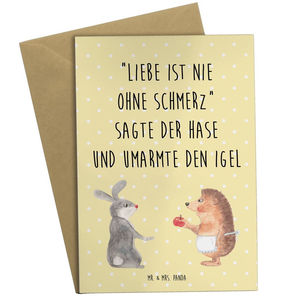 Grußkarte Liebe ist nie ohne Schmerz Klappkarte, Einladungskarte, Glückwunschkarte, Hochzeitskarte, Geburtstagskarte, Karte, Tiermotive, Gute Laune, lustige Sprüche, Tiere, Igel und Hase, Igel, Hase, Liebe Spruch, Liebeskummer Geschenk, Herzschmerz, Trösten, Trennungsschmerz, Spruch romantisch
