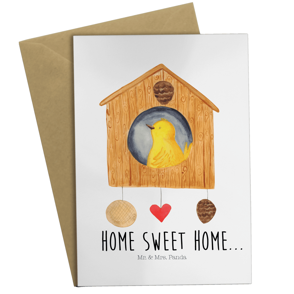 Grußkarte Vogelhaus sweet Home Klappkarte, Einladungskarte, Glückwunschkarte, Hochzeitskarte, Geburtstagskarte, Karte, Tiermotive, Gute Laune, lustige Sprüche, Tiere, Vogelhaus, Vogel, Home sweet Home, Einzug, Umzug, Geschenk, Einzugsgeschenk, Hausbau, Haus