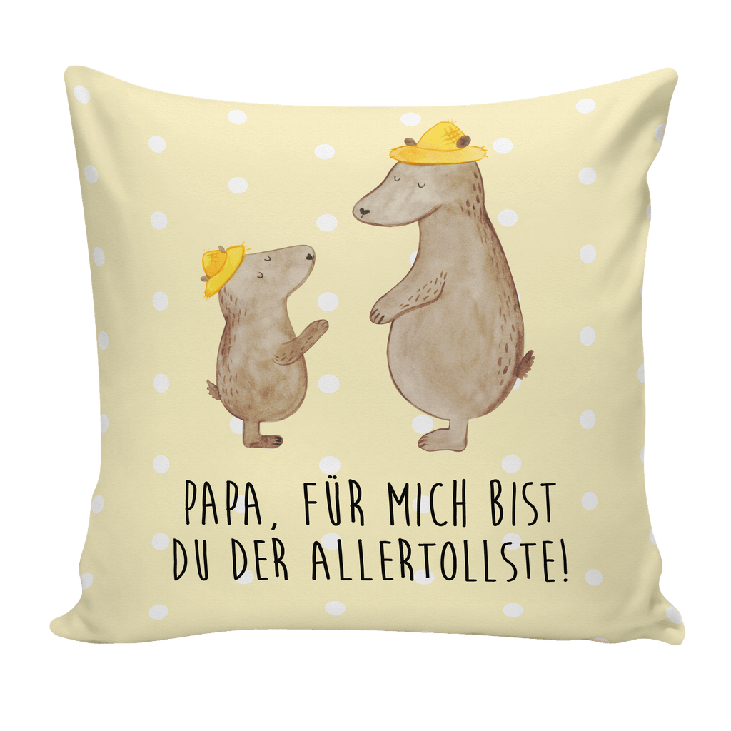 40x40 Kissen Bären mit Hut Kissenhülle, Kopfkissen, Sofakissen, Dekokissen, Motivkissen, Familie, Vatertag, Muttertag, Bruder, Schwester, Mama, Papa, Oma, Opa, Bär, Bären, Vater, Papi, Paps, Dad, Daddy, Lieblingsmensch, Sohn, Söhne, Kind, Kinder, Vater-Sohn, Family, Vorbild