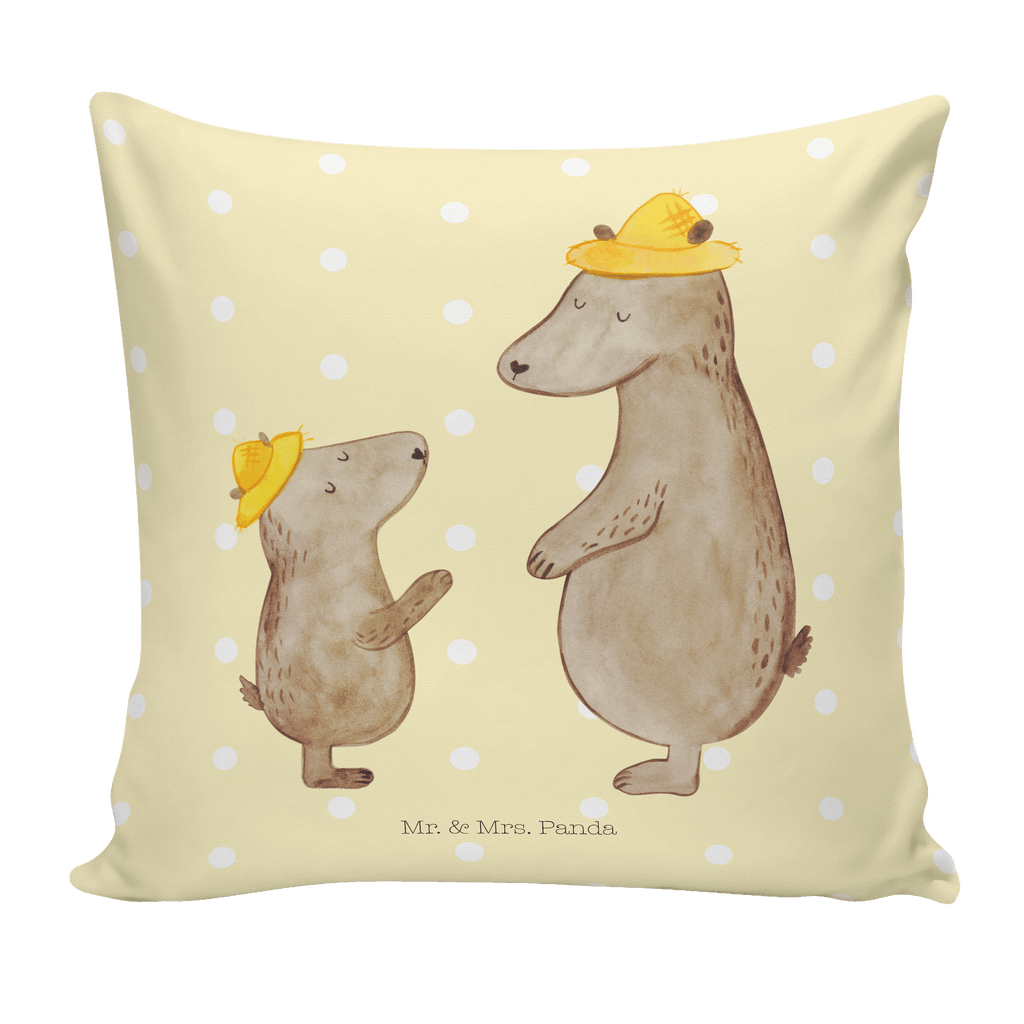 40x40 Kissen Bären mit Hut Kissenhülle, Kopfkissen, Sofakissen, Dekokissen, Motivkissen, Familie, Vatertag, Muttertag, Bruder, Schwester, Mama, Papa, Oma, Opa, Bär, Bären, Vater, Papi, Paps, Dad, Daddy, Lieblingsmensch, Sohn, Söhne, Kind, Kinder, Vater-Sohn, Family, Vorbild