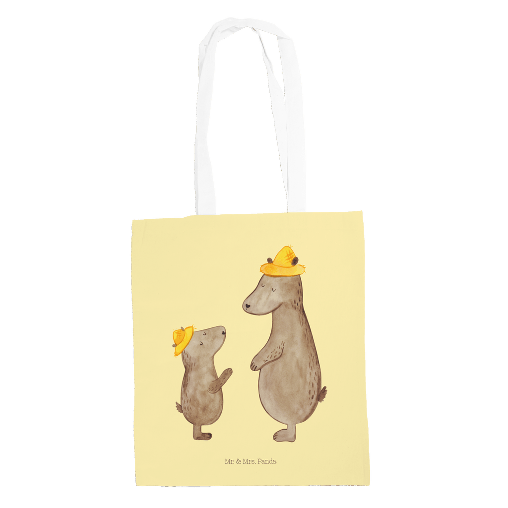 Tragetasche Bären mit Hut Beuteltasche, Beutel, Einkaufstasche, Jutebeutel, Stoffbeutel, Familie, Vatertag, Muttertag, Bruder, Schwester, Mama, Papa, Oma, Opa, Bär, Bären, Vater, Papi, Paps, Dad, Daddy, Lieblingsmensch, Sohn, Söhne, Kind, Kinder, Vater-Sohn, Family, Vorbild