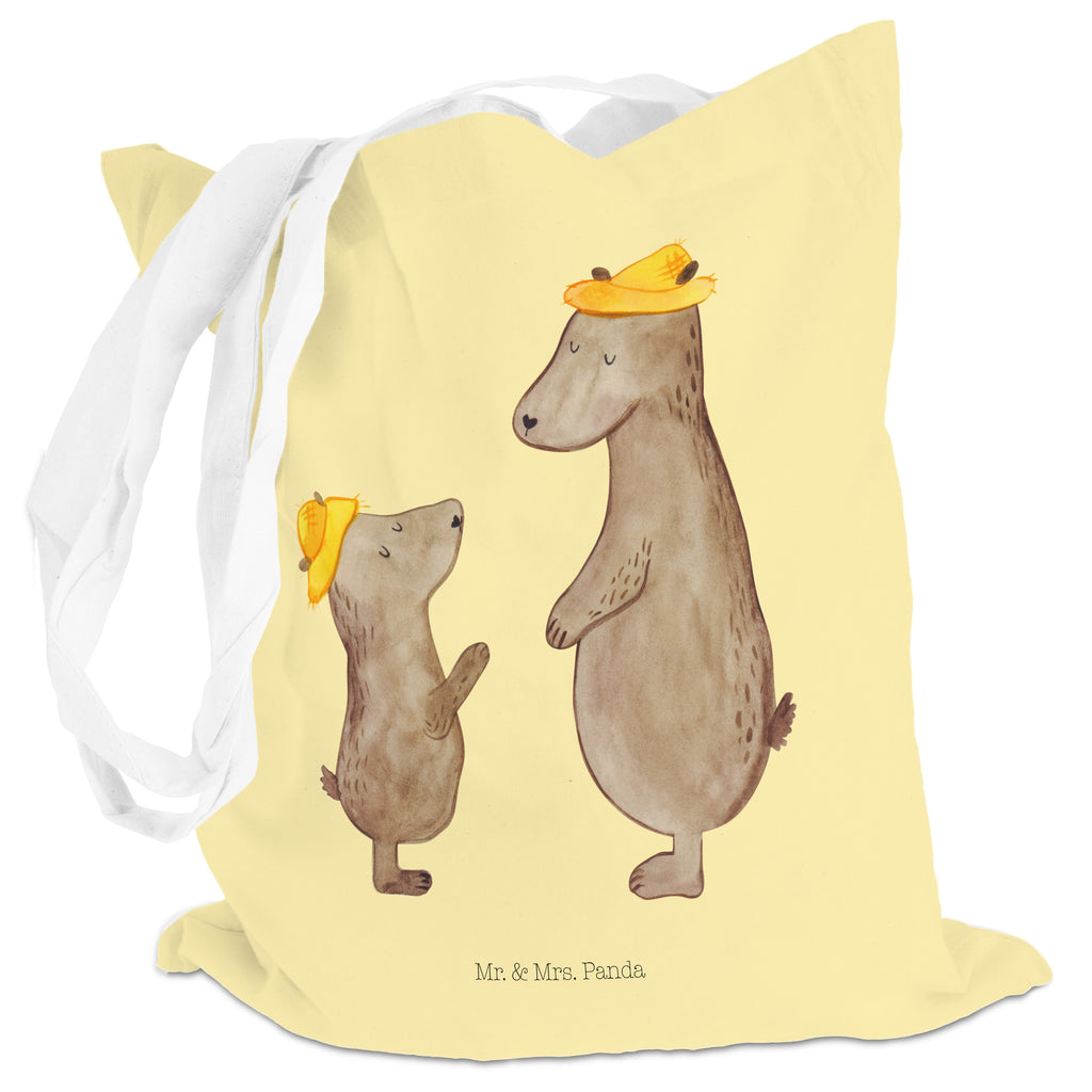 Tragetasche Bären mit Hut Beuteltasche, Beutel, Einkaufstasche, Jutebeutel, Stoffbeutel, Familie, Vatertag, Muttertag, Bruder, Schwester, Mama, Papa, Oma, Opa, Bär, Bären, Vater, Papi, Paps, Dad, Daddy, Lieblingsmensch, Sohn, Söhne, Kind, Kinder, Vater-Sohn, Family, Vorbild