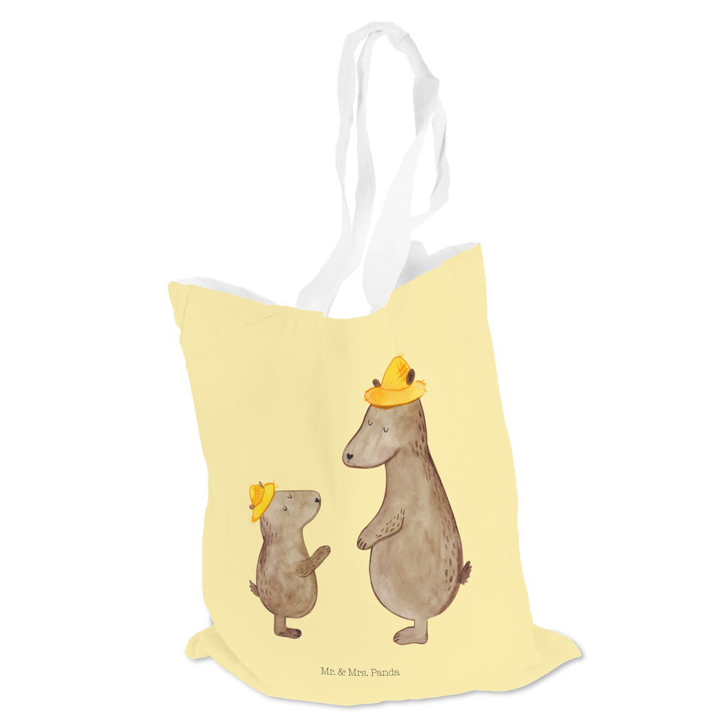 Tragetasche Bären mit Hut Beuteltasche, Beutel, Einkaufstasche, Jutebeutel, Stoffbeutel, Familie, Vatertag, Muttertag, Bruder, Schwester, Mama, Papa, Oma, Opa, Bär, Bären, Vater, Papi, Paps, Dad, Daddy, Lieblingsmensch, Sohn, Söhne, Kind, Kinder, Vater-Sohn, Family, Vorbild