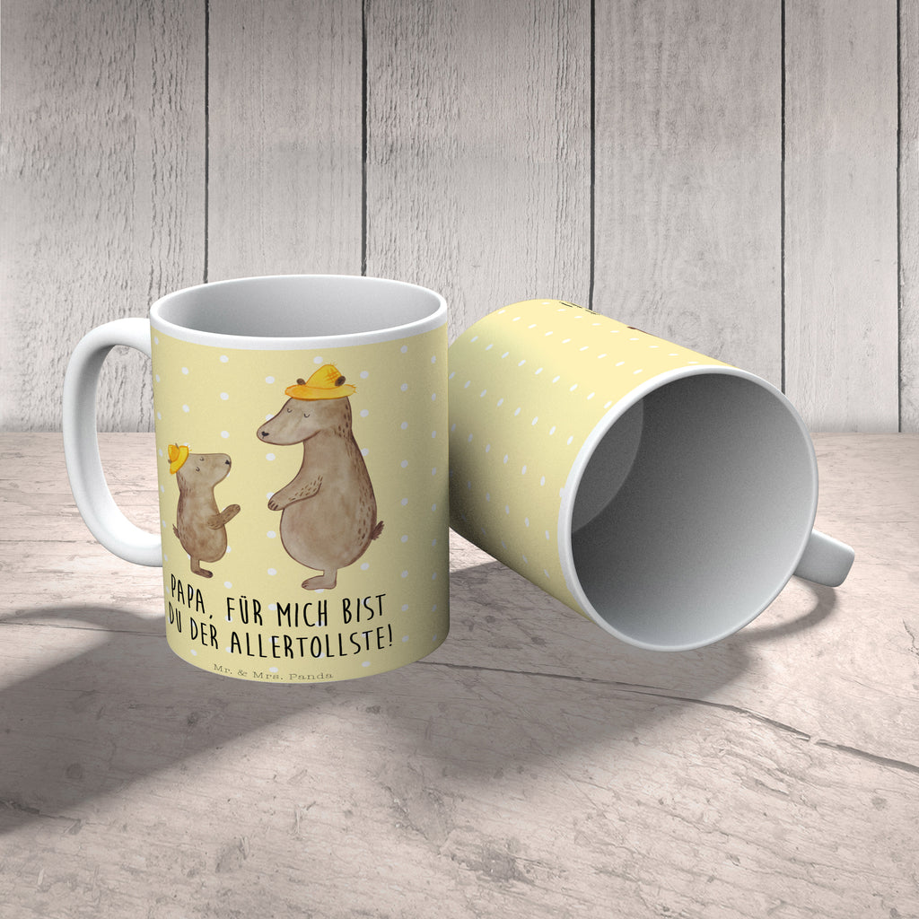 Tasse Bären mit Hut Bär, Bären, Vater, Papa, Vatertag, Papi, Paps, Dad, Daddy, Lieblingsmensch, Sohn, Söhne, Kind, Kinder, Vater-Sohn, Familie, Family, Vorbild Becher, Kaffeetasse, Kaffeebecher, Tee, Frühstück, Büro  Familie, Vatertag, Muttertag, Bruder, Schwester, Mama, Papa, Oma, Opa