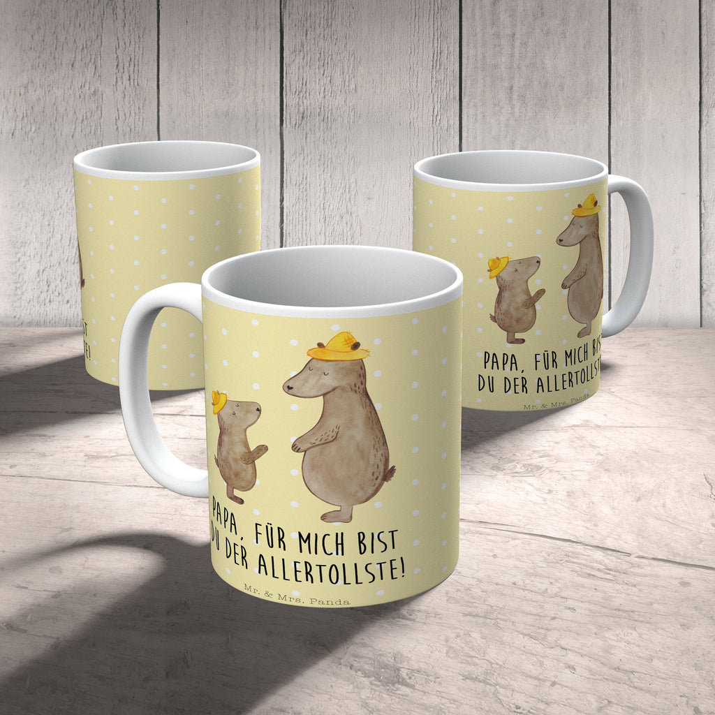 Tasse Bären mit Hut Bär, Bären, Vater, Papa, Vatertag, Papi, Paps, Dad, Daddy, Lieblingsmensch, Sohn, Söhne, Kind, Kinder, Vater-Sohn, Familie, Family, Vorbild Becher, Kaffeetasse, Kaffeebecher, Tee, Frühstück, Büro  Familie, Vatertag, Muttertag, Bruder, Schwester, Mama, Papa, Oma, Opa
