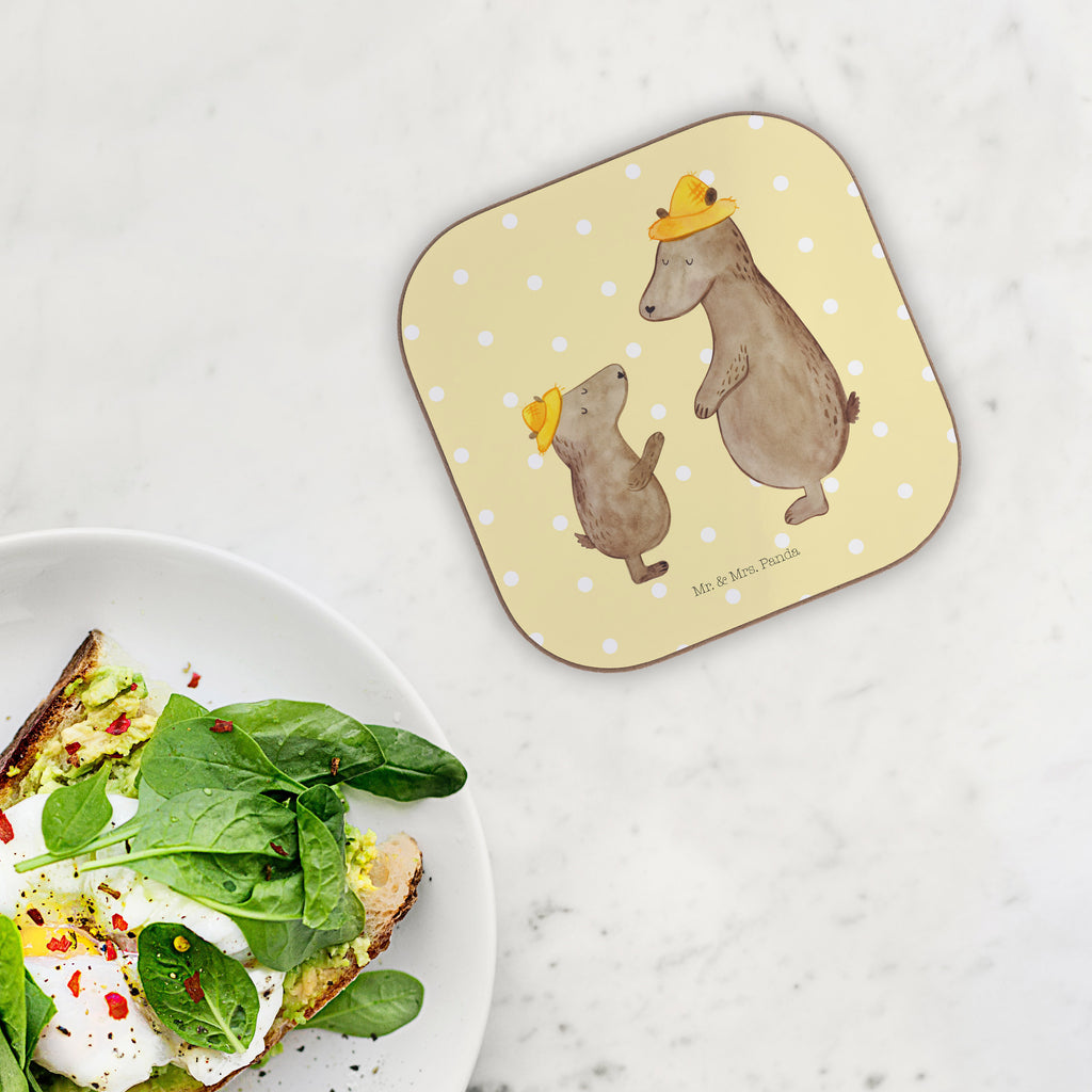 Quadratische Untersetzer Bären mit Hut Bierdeckel, Glasuntersetzer, Untersetzer Gläser, Getränkeuntersetzer, Familie, Vatertag, Muttertag, Bruder, Schwester, Mama, Papa, Oma, Opa, Bär, Bären, Vater, Papi, Paps, Dad, Daddy, Lieblingsmensch, Sohn, Söhne, Kind, Kinder, Vater-Sohn, Family, Vorbild
