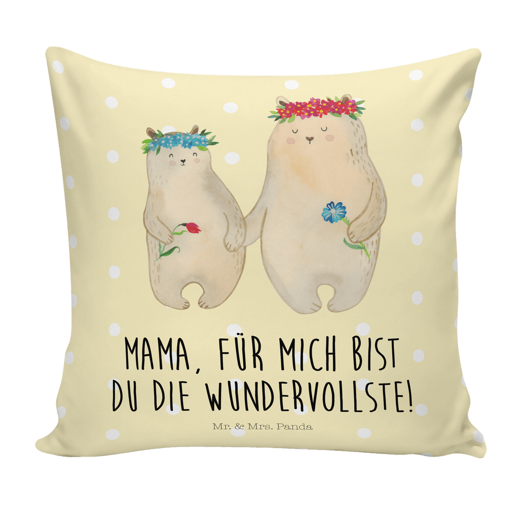 40x40 Kissen Bären mit Blumenkranz Kissenhülle, Kopfkissen, Sofakissen, Dekokissen, Motivkissen, Familie, Vatertag, Muttertag, Bruder, Schwester, Mama, Papa, Oma, Opa, Bär, Bären, Mutter, Mutti, Mami, Lieblingsmensch, Lieblingsmama, beste Mutter, weltbeste Mama, Geschenk Mama. Muttertag, Tochter, Kind, Kinder, Töchter, Family, Vorbild