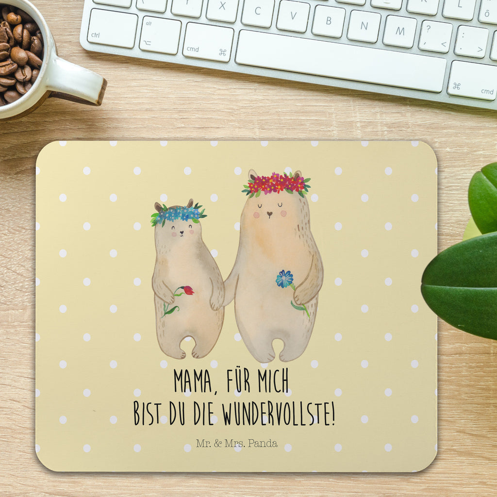 Mauspad Bären mit Blumenkranz Mousepad, Computer zubehör, Büroausstattung, PC Zubehör, Arbeitszimmer, Mauspad, Einzigartiges Mauspad, Designer Mauspad, Familie, Vatertag, Muttertag, Bruder, Schwester, Mama, Papa, Oma, Opa, Bär, Bären, Mutter, Mutti, Mami, Lieblingsmensch, Lieblingsmama, beste Mutter, weltbeste Mama, Geschenk Mama. Muttertag, Tochter, Kind, Kinder, Töchter, Family, Vorbild