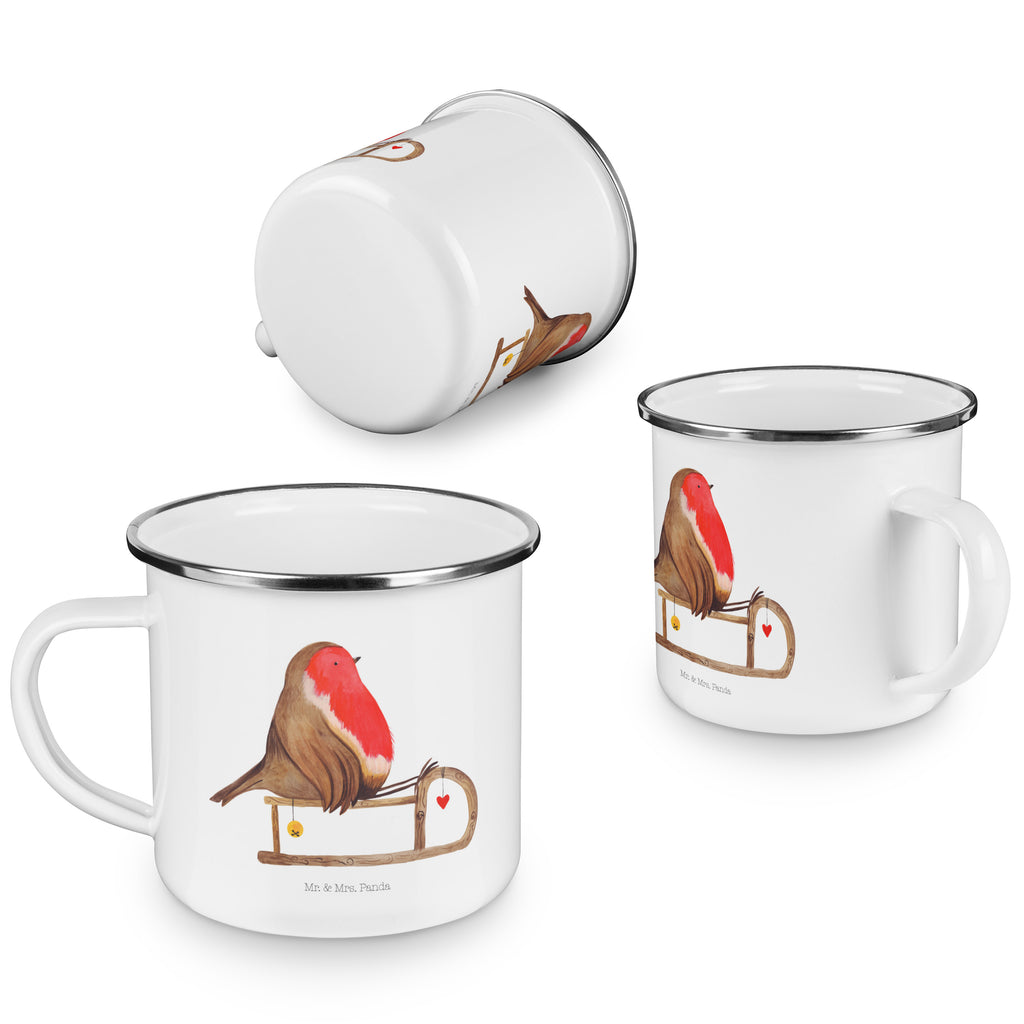Camping Emaille Tasse Rotkehlchen Schlitten Campingtasse, Trinkbecher, Metalltasse, Outdoor Tasse, Emaille Trinkbecher, Blechtasse Outdoor, Emaille Campingbecher, Edelstahl Trinkbecher, Metalltasse für Camping, Kaffee Blechtasse, Camping Tasse Metall, Winter, Weihnachten, Weihnachtsdeko, Nikolaus, Advent, Heiligabend, Wintermotiv, Schlitten, Vogel