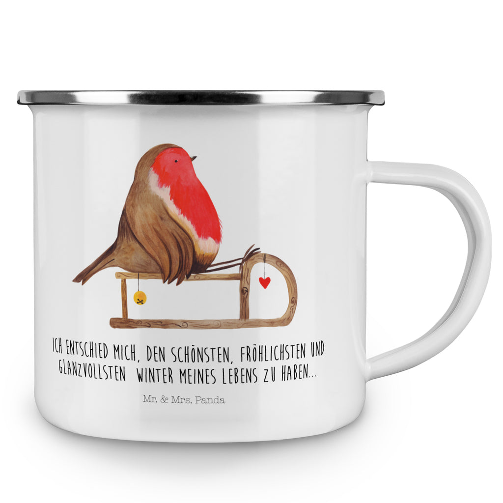 Camping Emaille Tasse Rotkehlchen Schlitten Campingtasse, Trinkbecher, Metalltasse, Outdoor Tasse, Emaille Trinkbecher, Blechtasse Outdoor, Emaille Campingbecher, Edelstahl Trinkbecher, Metalltasse für Camping, Kaffee Blechtasse, Camping Tasse Metall, Winter, Weihnachten, Weihnachtsdeko, Nikolaus, Advent, Heiligabend, Wintermotiv, Schlitten, Vogel