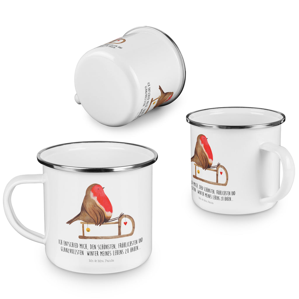 Camping Emaille Tasse Rotkehlchen Schlitten Campingtasse, Trinkbecher, Metalltasse, Outdoor Tasse, Emaille Trinkbecher, Blechtasse Outdoor, Emaille Campingbecher, Edelstahl Trinkbecher, Metalltasse für Camping, Kaffee Blechtasse, Camping Tasse Metall, Winter, Weihnachten, Weihnachtsdeko, Nikolaus, Advent, Heiligabend, Wintermotiv, Schlitten, Vogel
