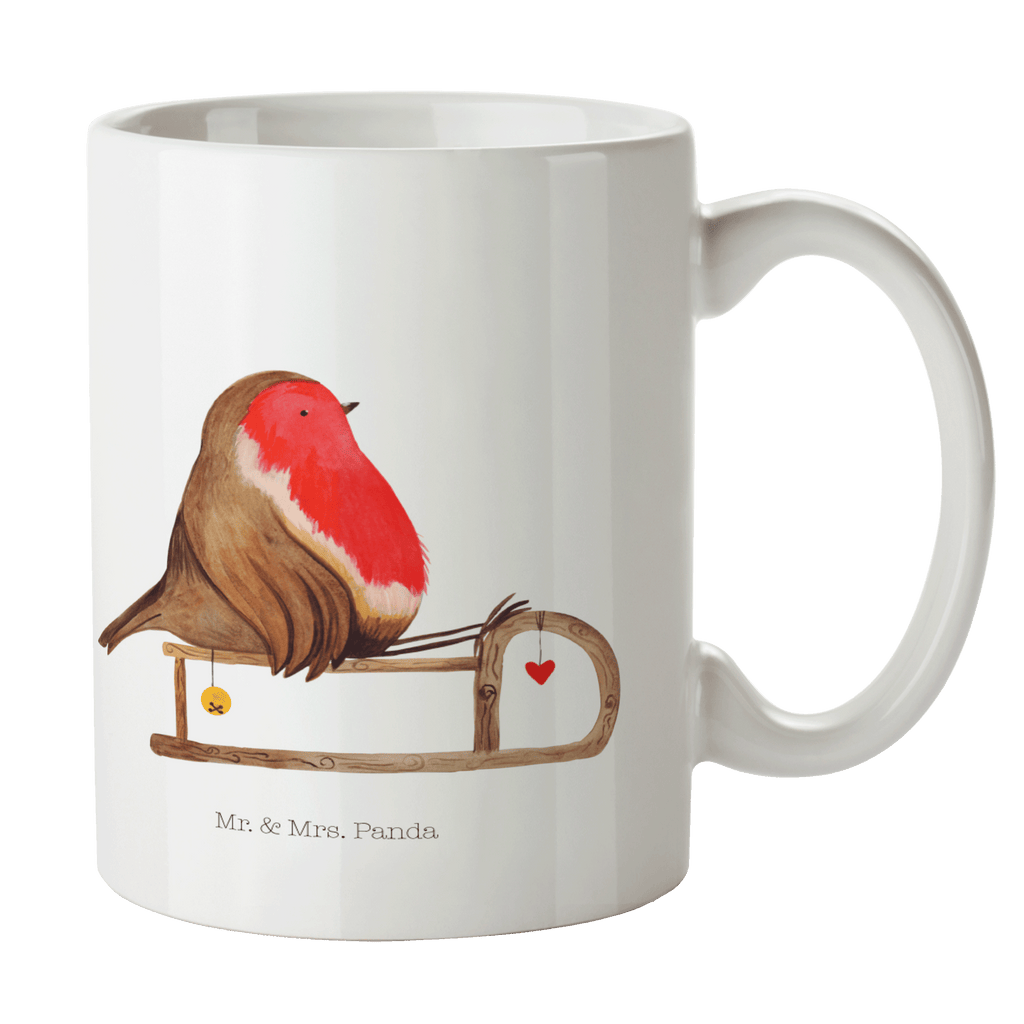 Tasse Rotkehlchen Schlitten Weihnachten, Schlitten, Vogel Becher, Kaffeetasse, Kaffeebecher, Tee, Frühstück, Büro  Winter, Weihnachten, Weihnachtsdeko, Nikolaus, Advent, Heiligabend, Wintermotiv