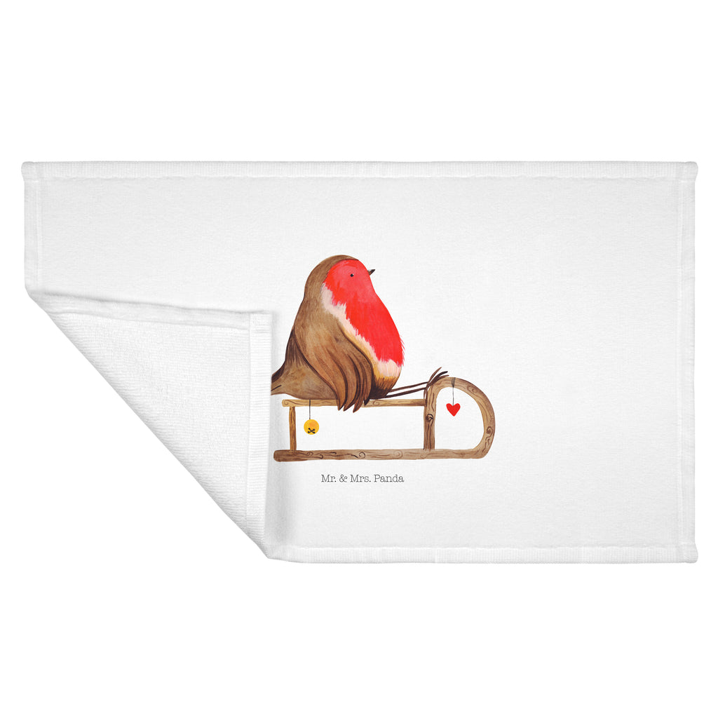 50 x 100 Handtuch Rotkehlchen Schlitten Handtuch, Badehandtuch, Badezimmer, Handtücher, groß, Kinder, Baby, Winter, Weihnachten, Weihnachtsdeko, Nikolaus, Advent, Heiligabend, Wintermotiv, Schlitten, Vogel