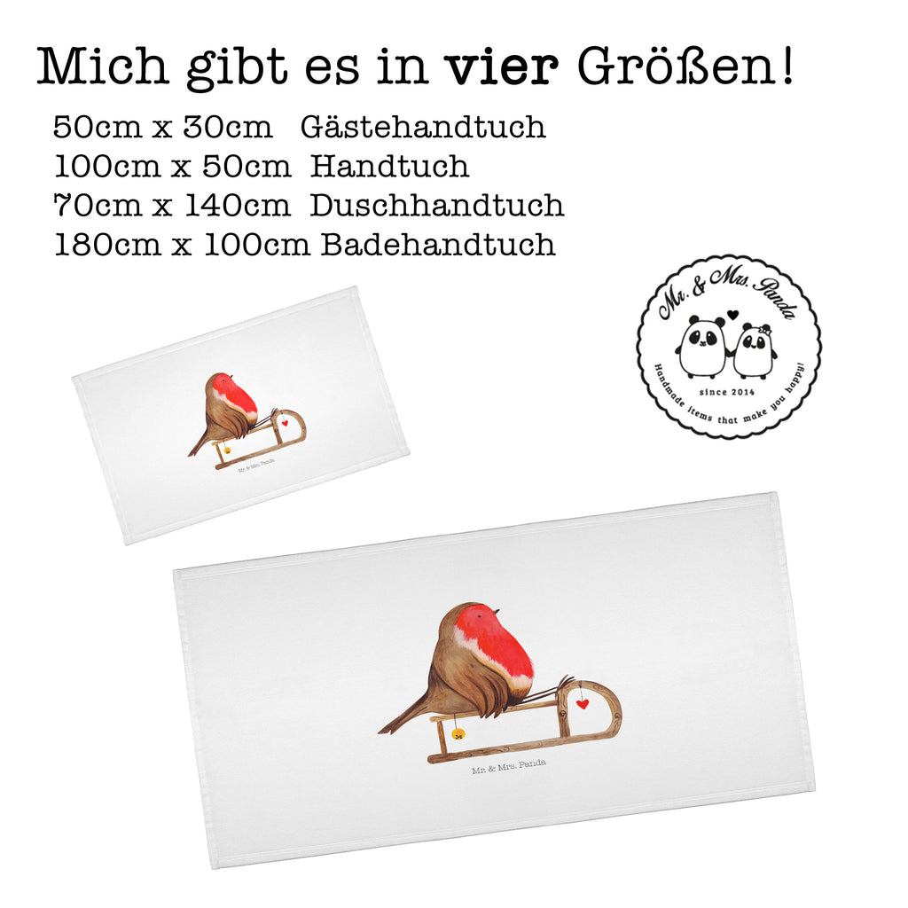 50 x 100 Handtuch Rotkehlchen Schlitten Handtuch, Badehandtuch, Badezimmer, Handtücher, groß, Kinder, Baby, Winter, Weihnachten, Weihnachtsdeko, Nikolaus, Advent, Heiligabend, Wintermotiv, Schlitten, Vogel