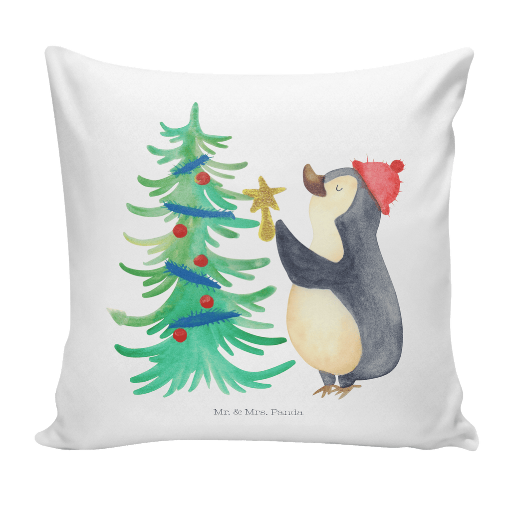 40x40 Kissen Pinguin Weihnachtsbaum Kissenhülle, Kopfkissen, Sofakissen, Dekokissen, Motivkissen, Winter, Weihnachten, Weihnachtsdeko, Nikolaus, Advent, Heiligabend, Wintermotiv, Pinguin