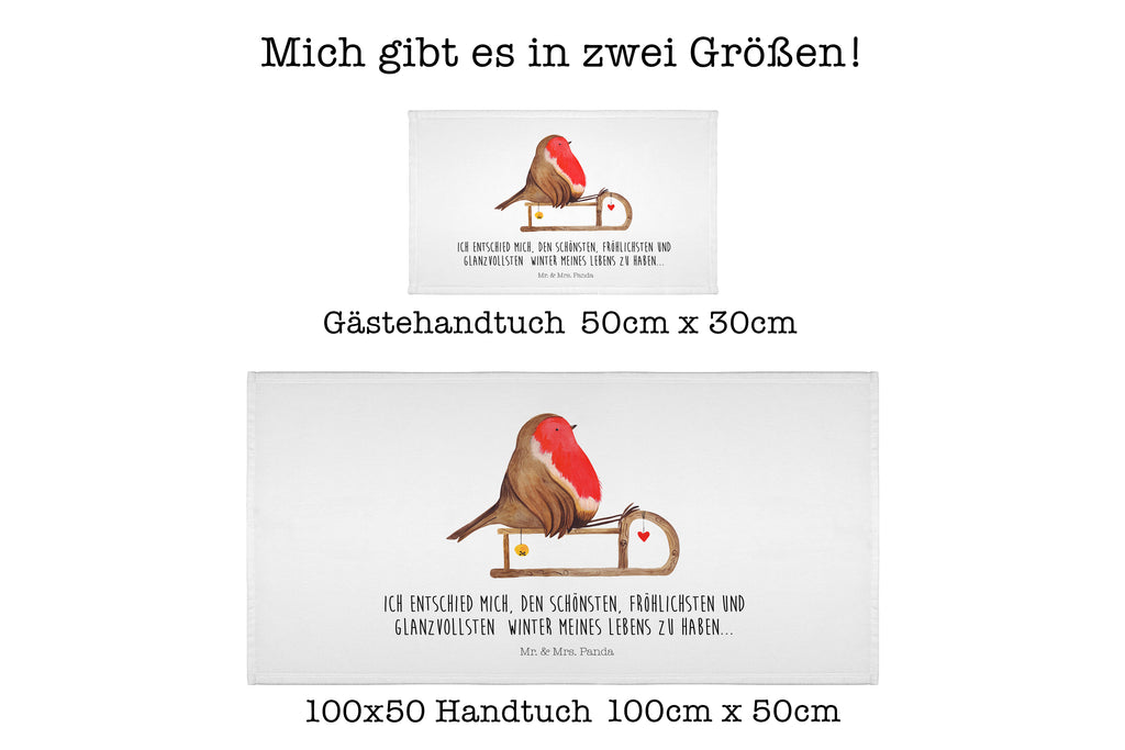 50 x 100 Handtuch Rotkehlchen Schlitten Handtuch, Badehandtuch, Badezimmer, Handtücher, groß, Kinder, Baby, Winter, Weihnachten, Weihnachtsdeko, Nikolaus, Advent, Heiligabend, Wintermotiv, Schlitten, Vogel