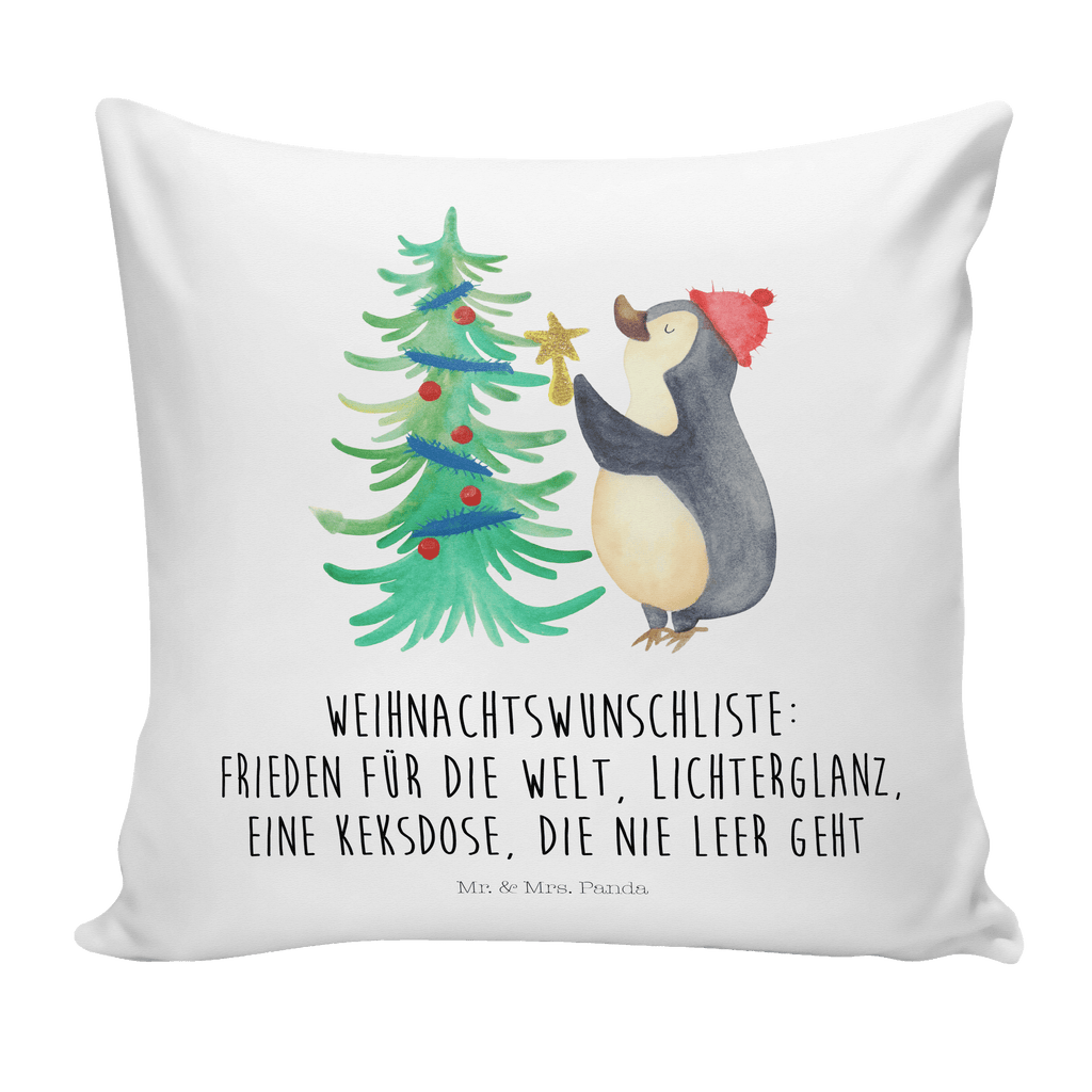 40x40 Kissen Pinguin Weihnachtsbaum Kissenhülle, Kopfkissen, Sofakissen, Dekokissen, Motivkissen, Winter, Weihnachten, Weihnachtsdeko, Nikolaus, Advent, Heiligabend, Wintermotiv, Pinguin