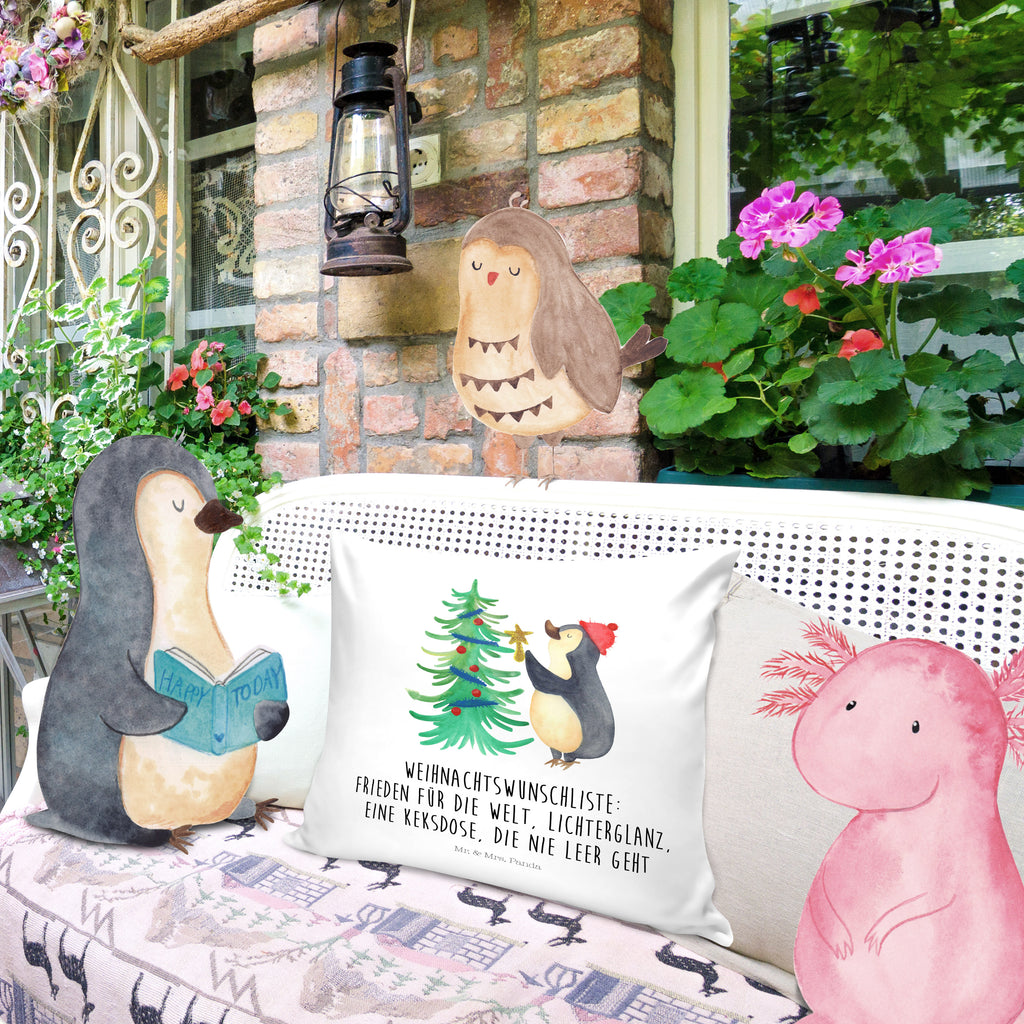 40x40 Kissen Pinguin Weihnachtsbaum Kissenhülle, Kopfkissen, Sofakissen, Dekokissen, Motivkissen, Winter, Weihnachten, Weihnachtsdeko, Nikolaus, Advent, Heiligabend, Wintermotiv, Pinguin