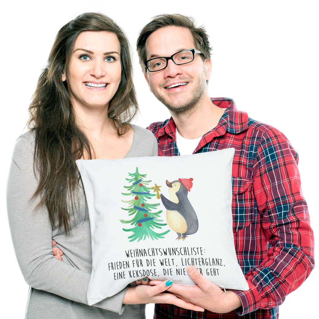 40x40 Kissen Pinguin Weihnachtsbaum Kissenhülle, Kopfkissen, Sofakissen, Dekokissen, Motivkissen, Winter, Weihnachten, Weihnachtsdeko, Nikolaus, Advent, Heiligabend, Wintermotiv, Pinguin