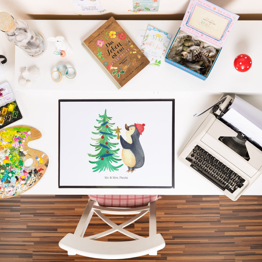Schreibtischunterlage Pinguin Weihnachtsbaum Schreibunterlage, Schreibtischauflage, Bürobedarf, Büroartikel, Schreibwaren, Schreibtisch Unterlagen, Schreibtischunterlage Groß, Winter, Weihnachten, Weihnachtsdeko, Nikolaus, Advent, Heiligabend, Wintermotiv, Pinguin